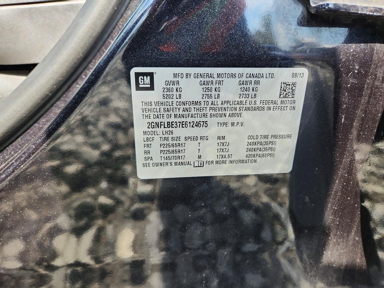 2014 Chevrolet Equinox Lt Black vin: 2GNFLBE37E6124675