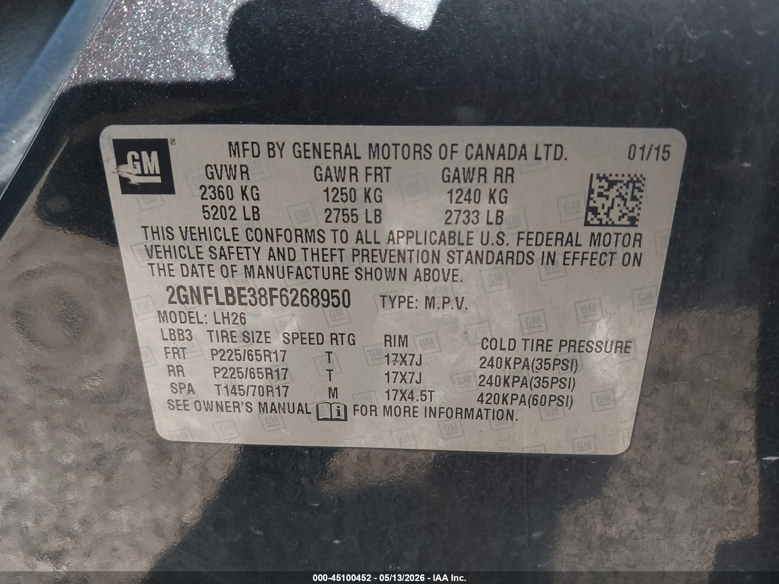2015 Chevrolet Equinox 1lt Black vin: 2GNFLBE38F6268950