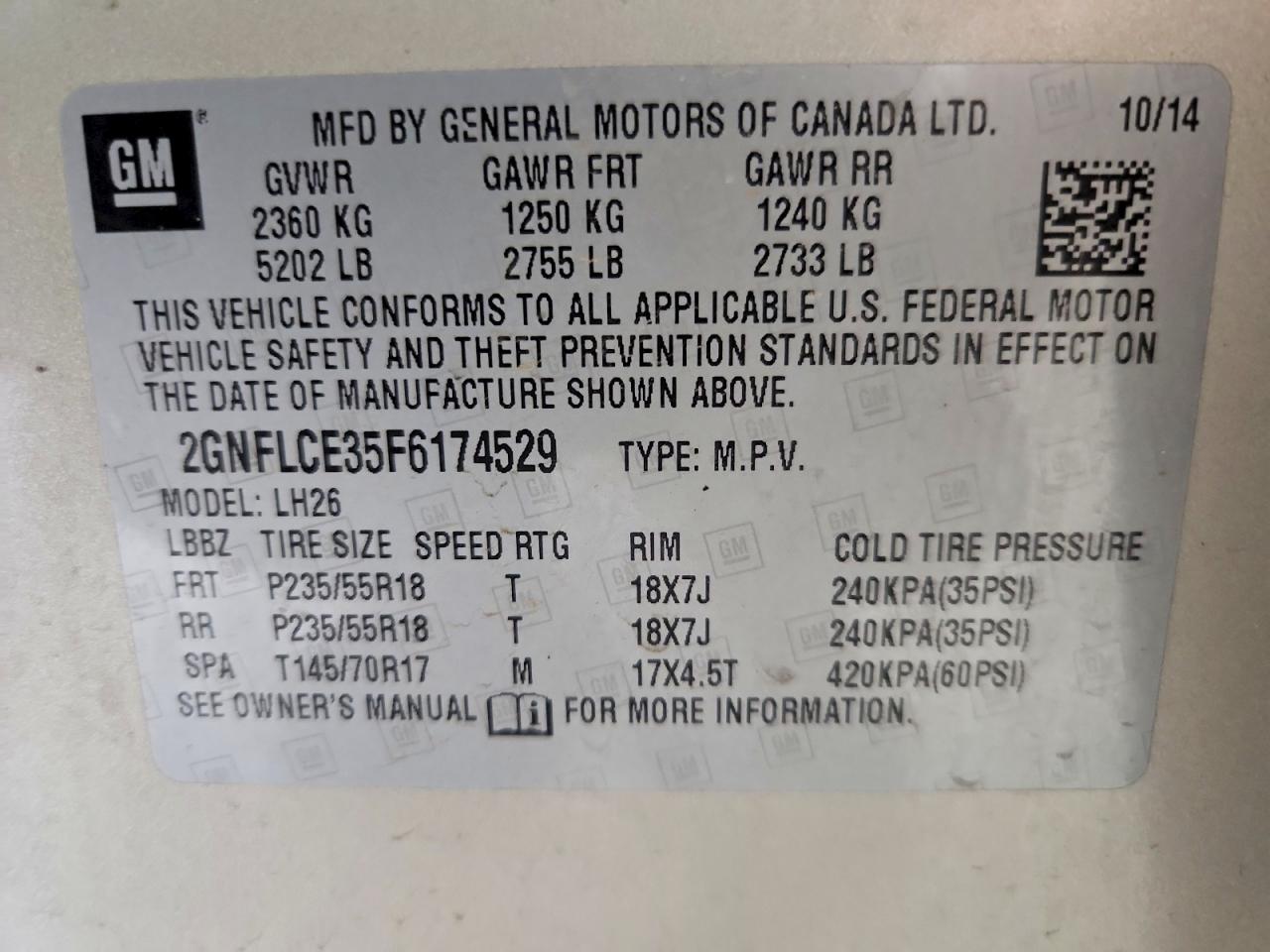 2015 Chevrolet Equinox Lt Cream vin: 2GNFLCE35F6174529