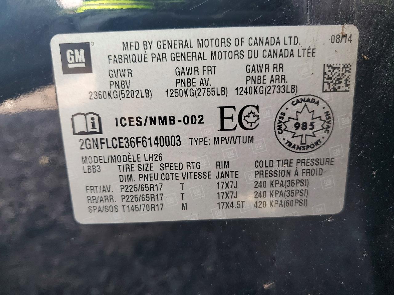 2015 Chevrolet Equinox Lt Black vin: 2GNFLCE36F6140003