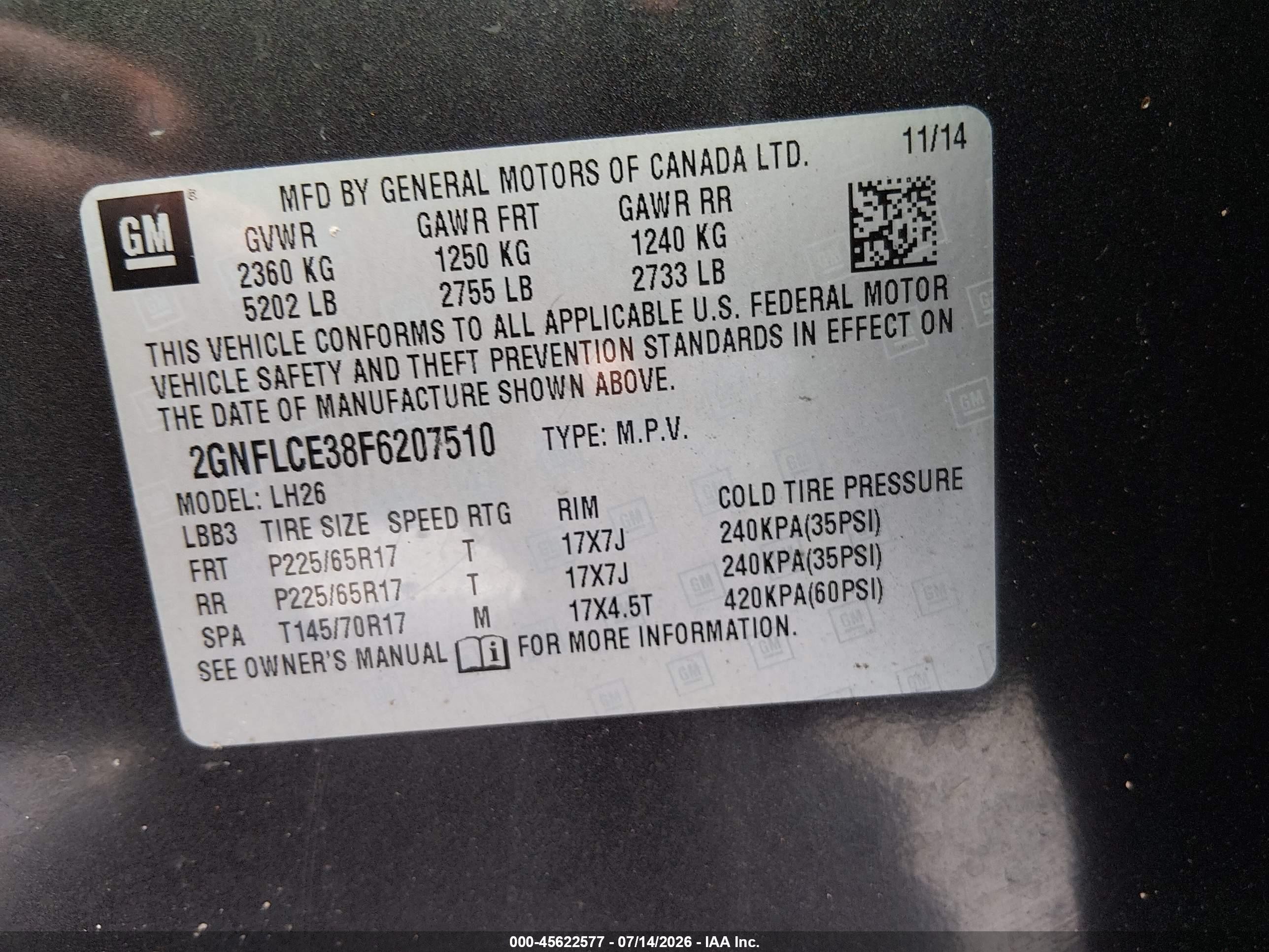 2015 Chevrolet Equinox Lt Black vin: 2GNFLCE38F6207510