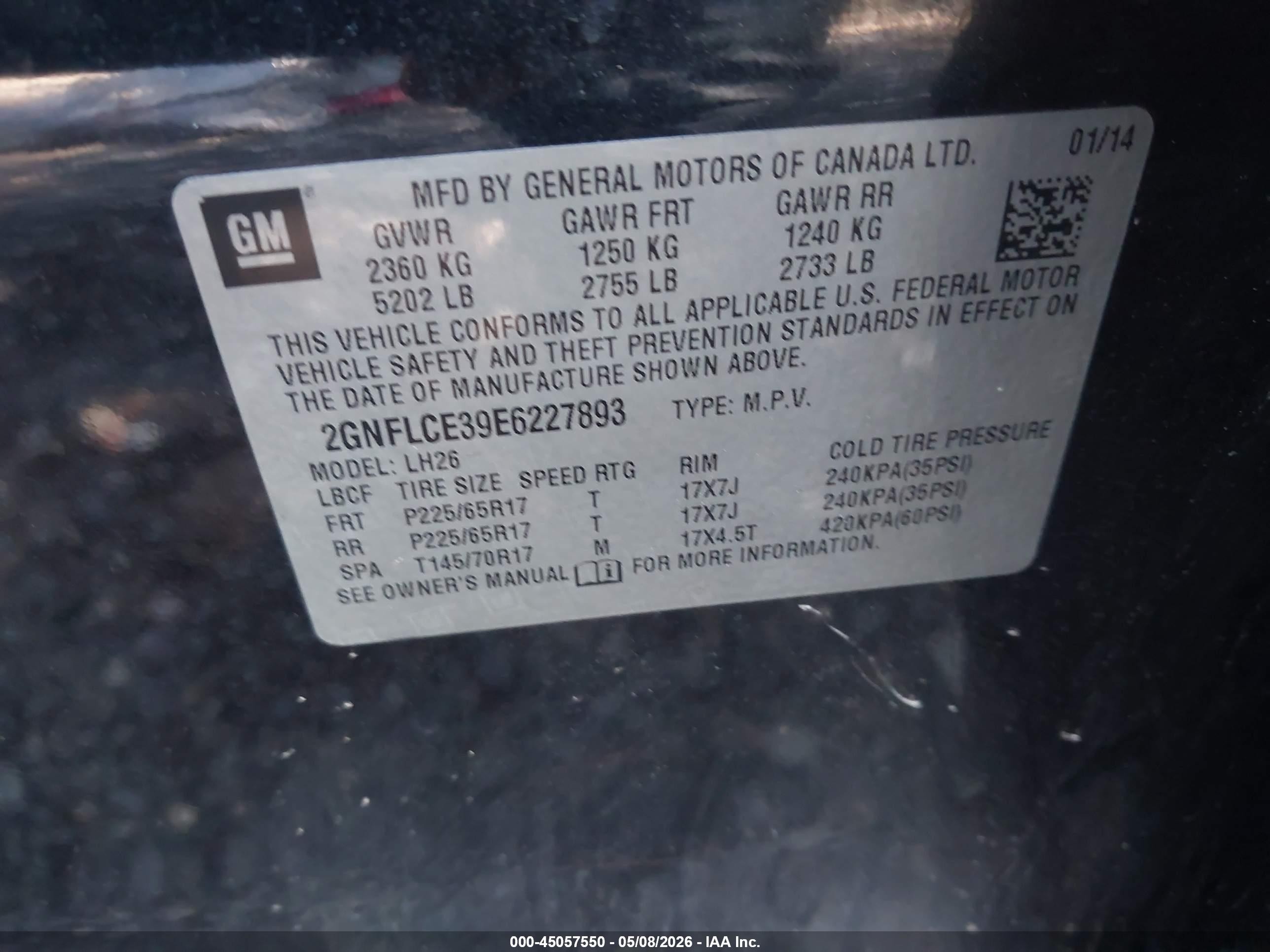 2014 Chevrolet Equinox 2lt Черный vin: 2GNFLCE39E6227893