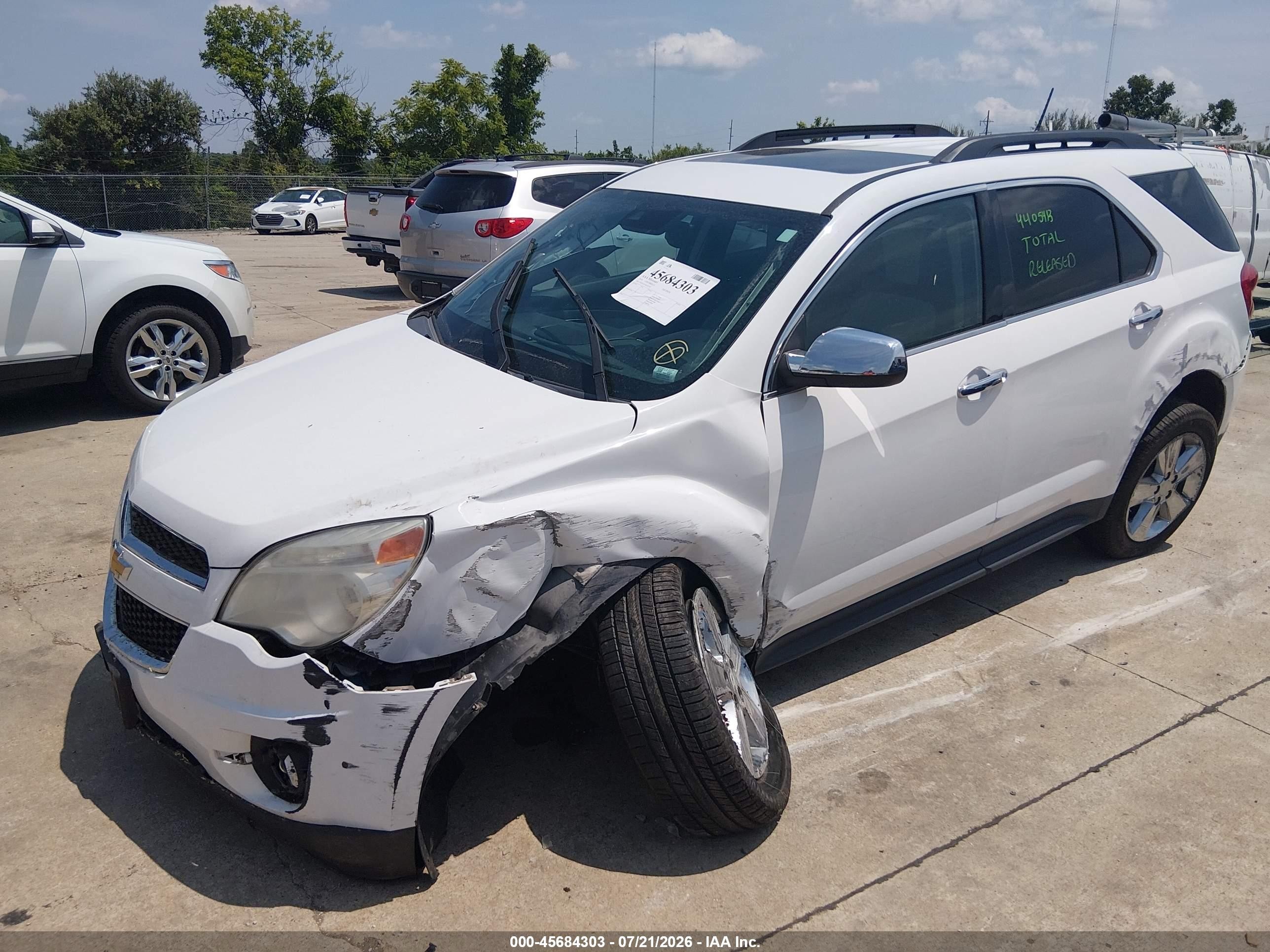 2014 Chevrolet Equinox Lt White vin: 2GNFLCE39E6312216
