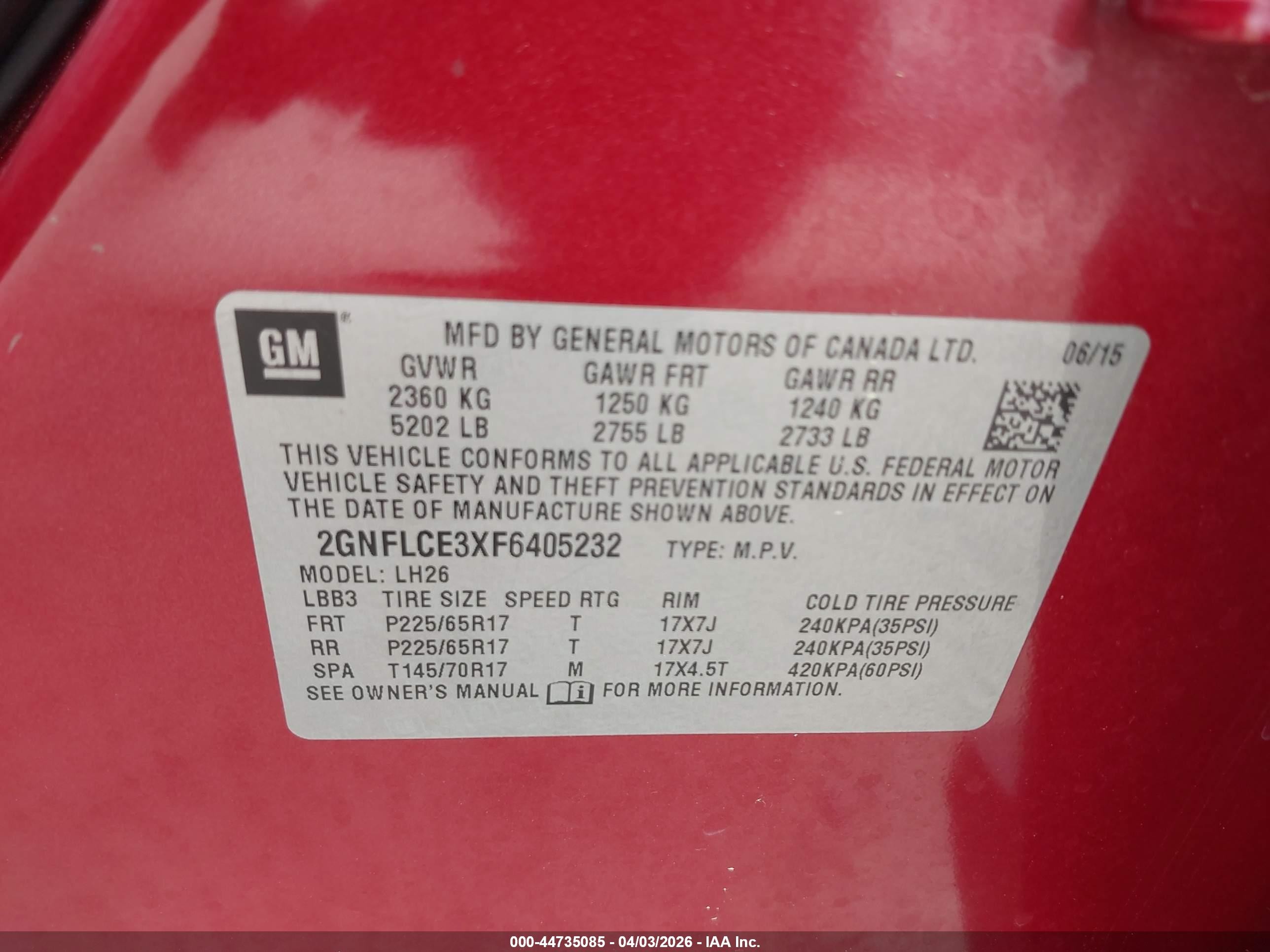 2015 Chevrolet Equinox 2lt Красный vin: 2GNFLCE3XF6405232