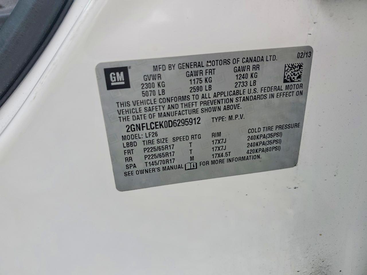 2013 Chevrolet Equinox Ls White vin: 2GNFLCEK0D6295912