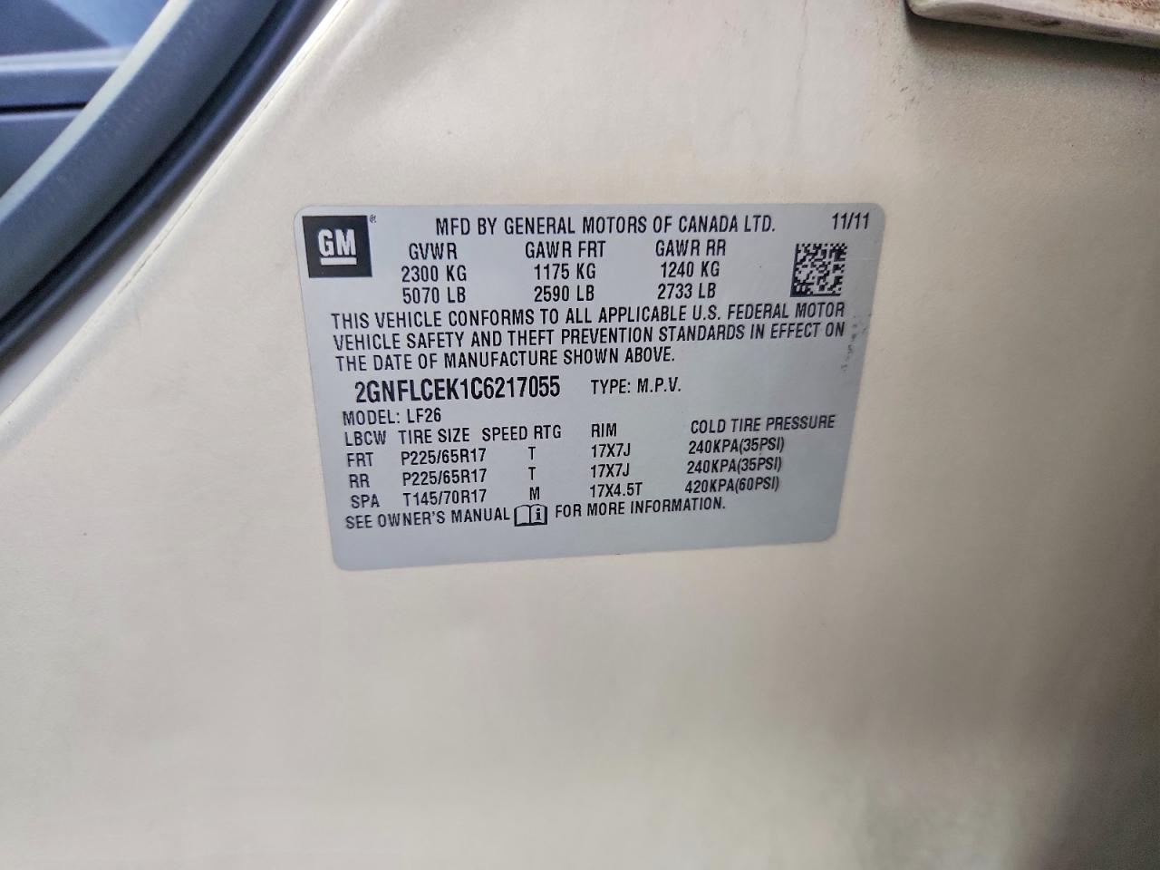 2012 Chevrolet Equinox Ls Tan vin: 2GNFLCEK1C6217055