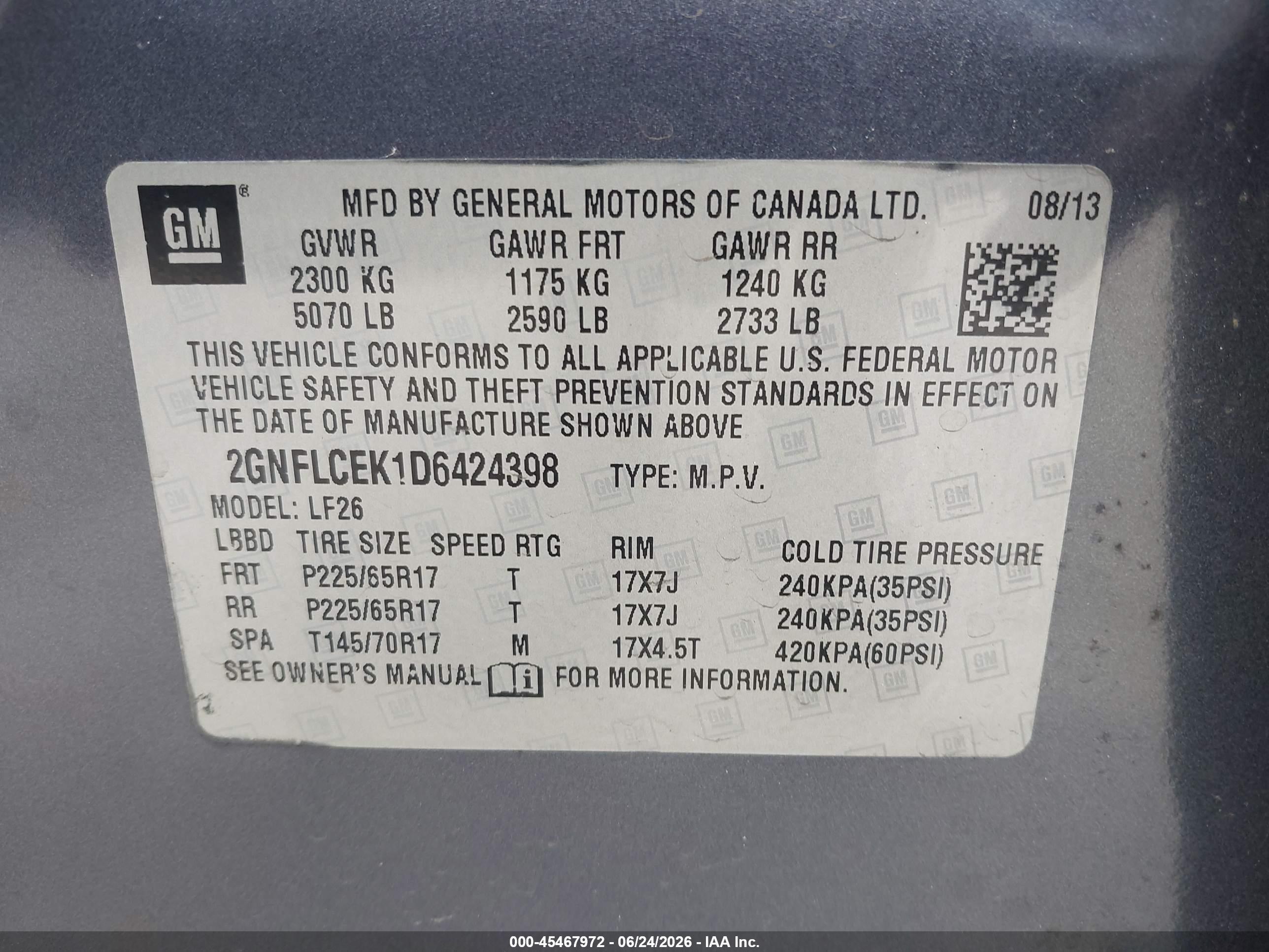 2013 Chevrolet Equinox Ls Gray vin: 2GNFLCEK1D6424398