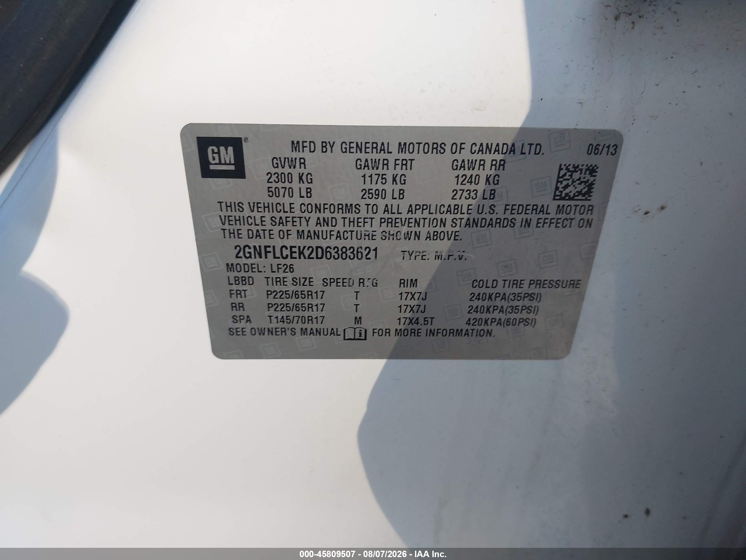 2013 Chevrolet Equinox Ls Белый vin: 2GNFLCEK2D6383621