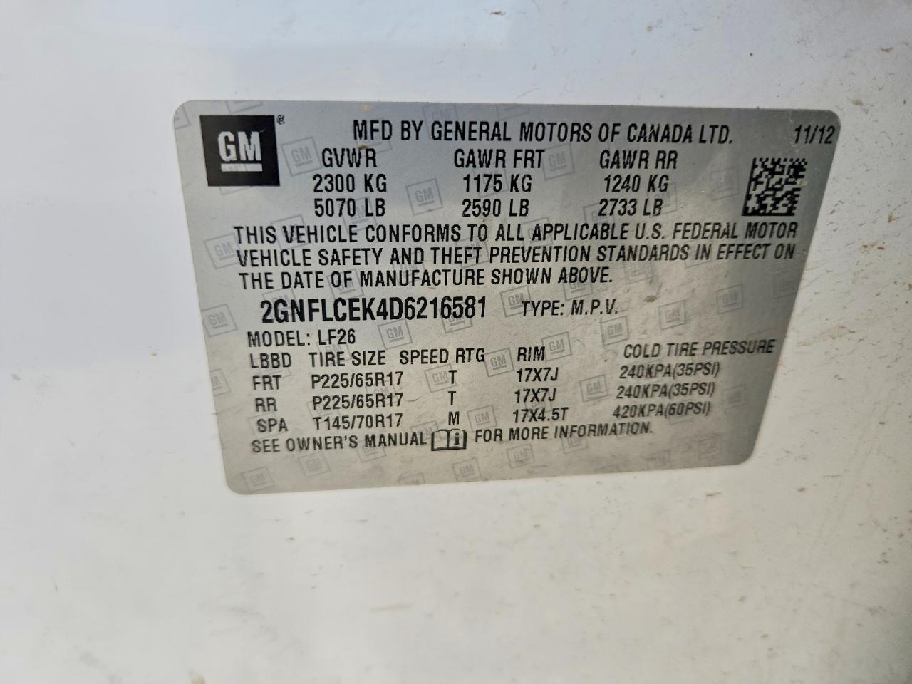 2013 Chevrolet Equinox Ls White vin: 2GNFLCEK4D6216581