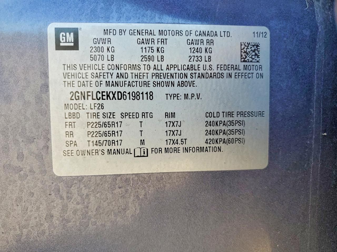 2013 Chevrolet Equinox Ls Blue vin: 2GNFLCEKXD6198118