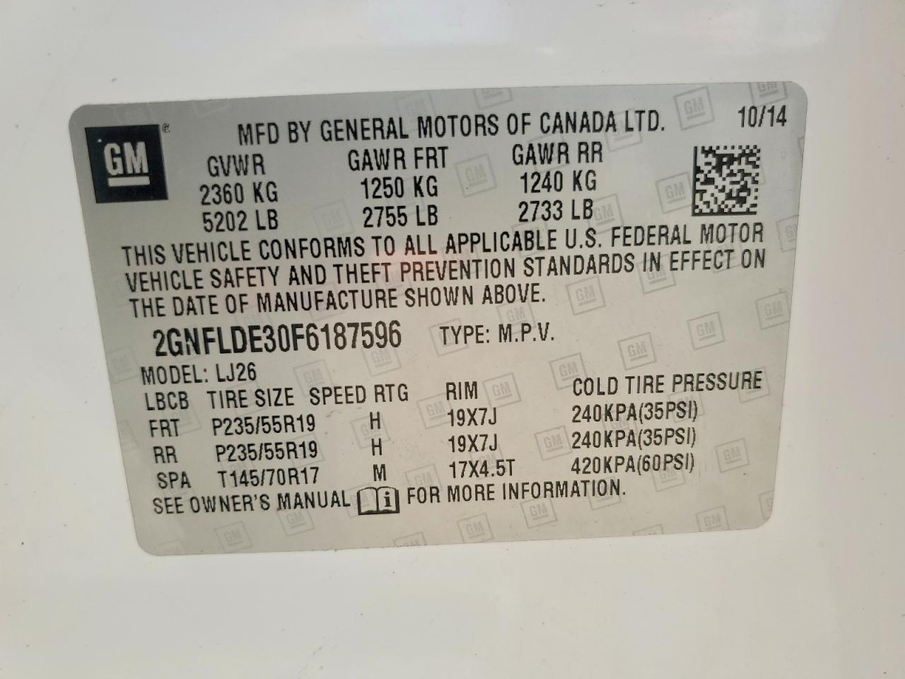2015 Chevrolet Equinox Ltz Белый vin: 2GNFLDE30F6187596