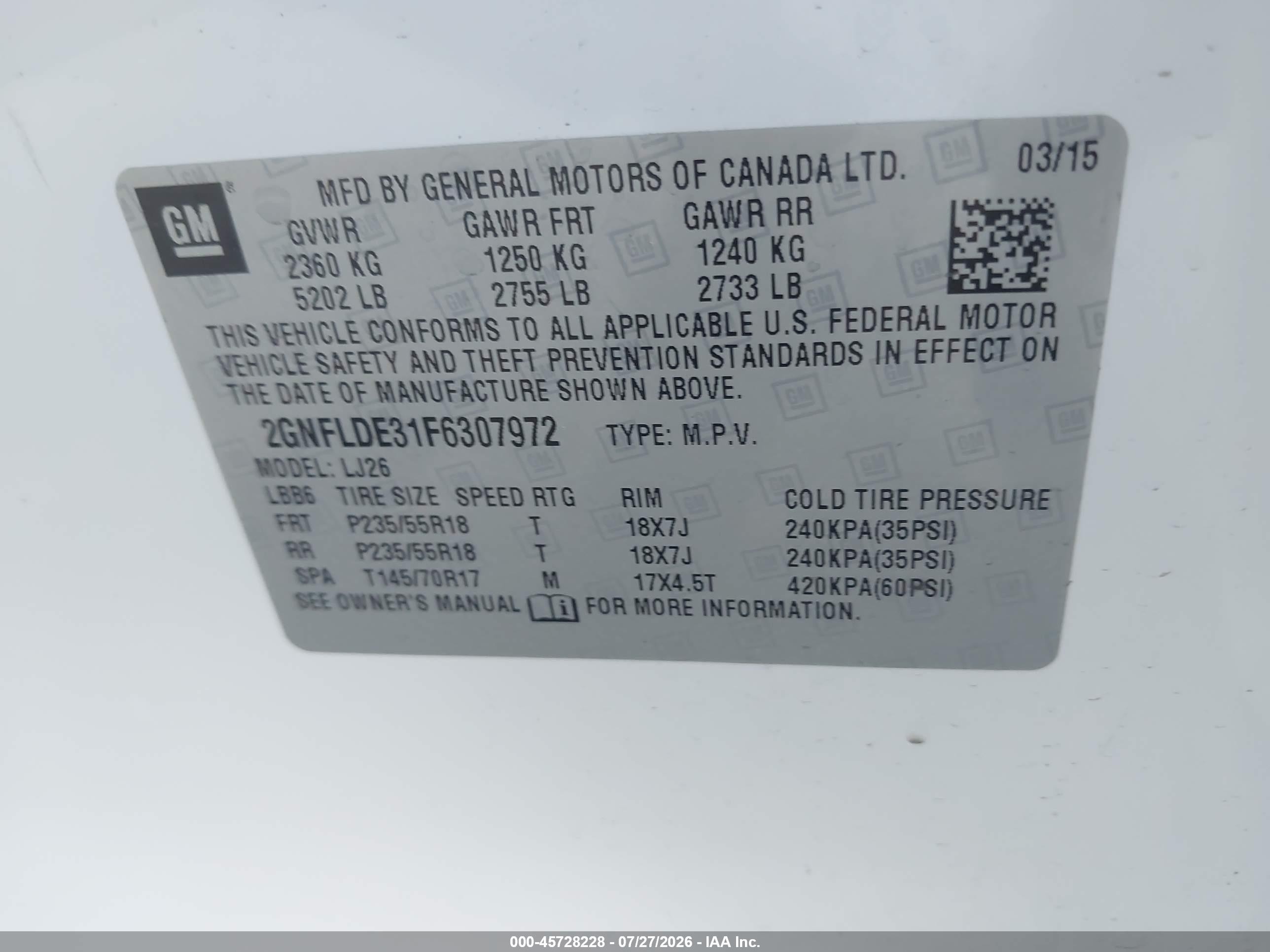 2015 Chevrolet Equinox Ltz White vin: 2GNFLDE31F6307972