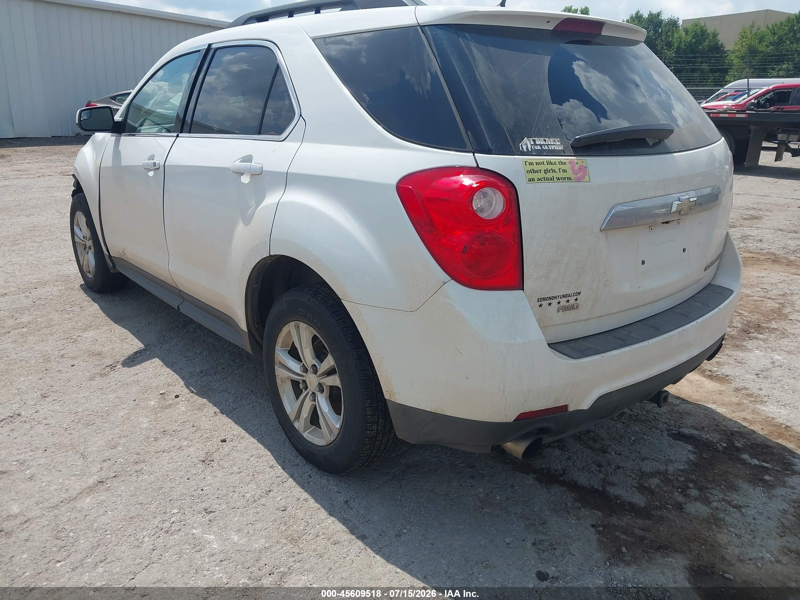 2013 Chevrolet Equinox Lt White vin: 2GNFLEE3XD6314017