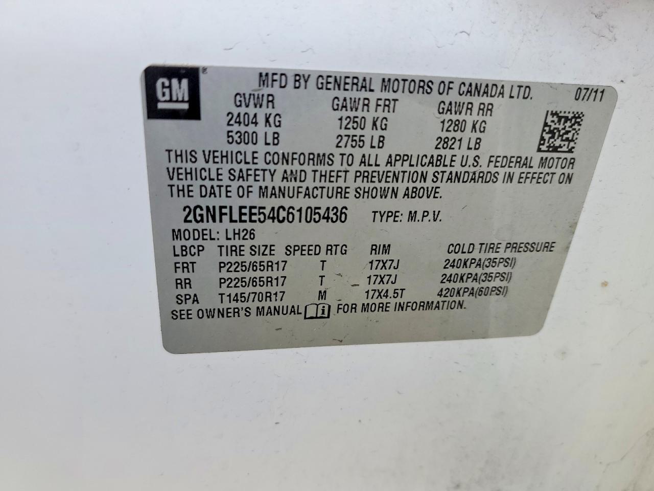 2012 Chevrolet Equinox Lt White vin: 2GNFLEE54C6105436