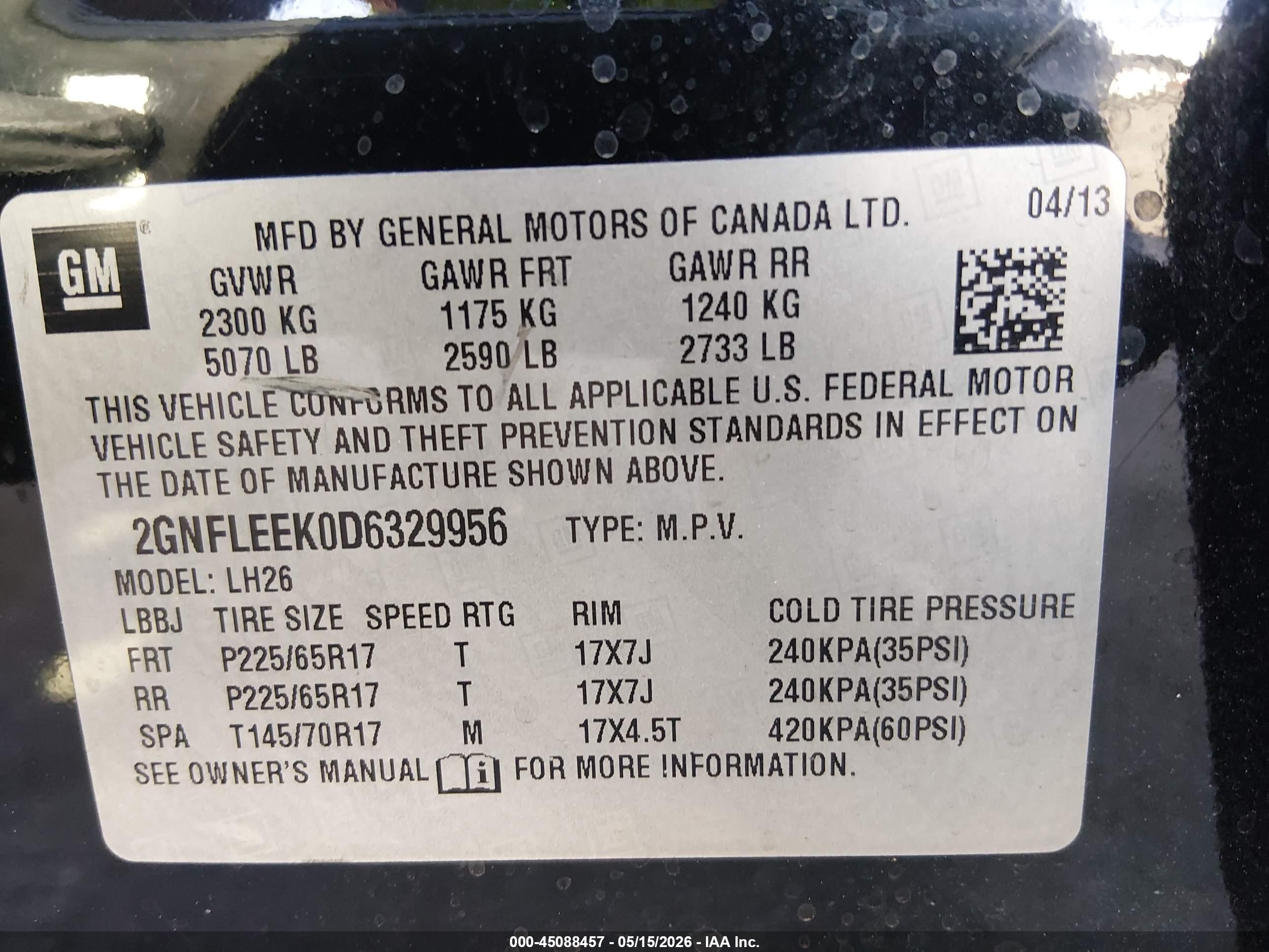 2013 Chevrolet Equinox 1lt Black vin: 2GNFLEEK0D6329956