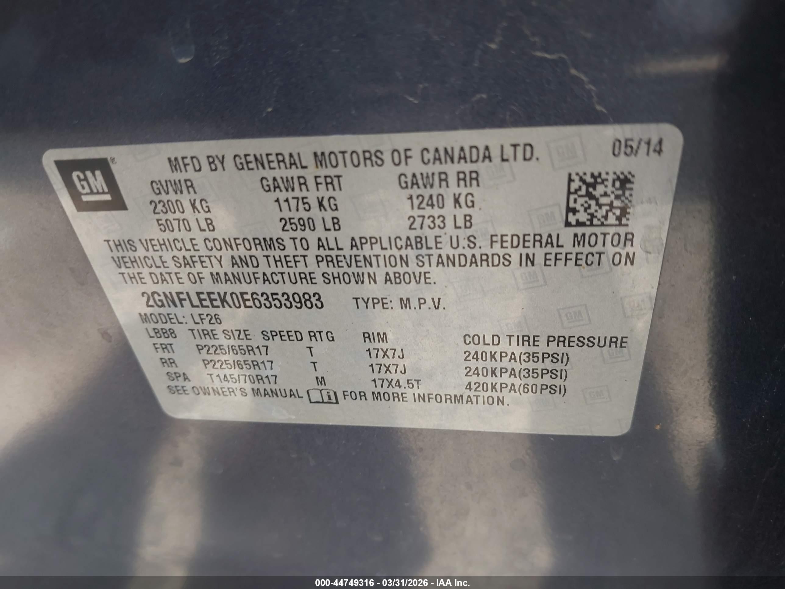 2014 Chevrolet Equinox Ls Blue vin: 2GNFLEEK0E6353983