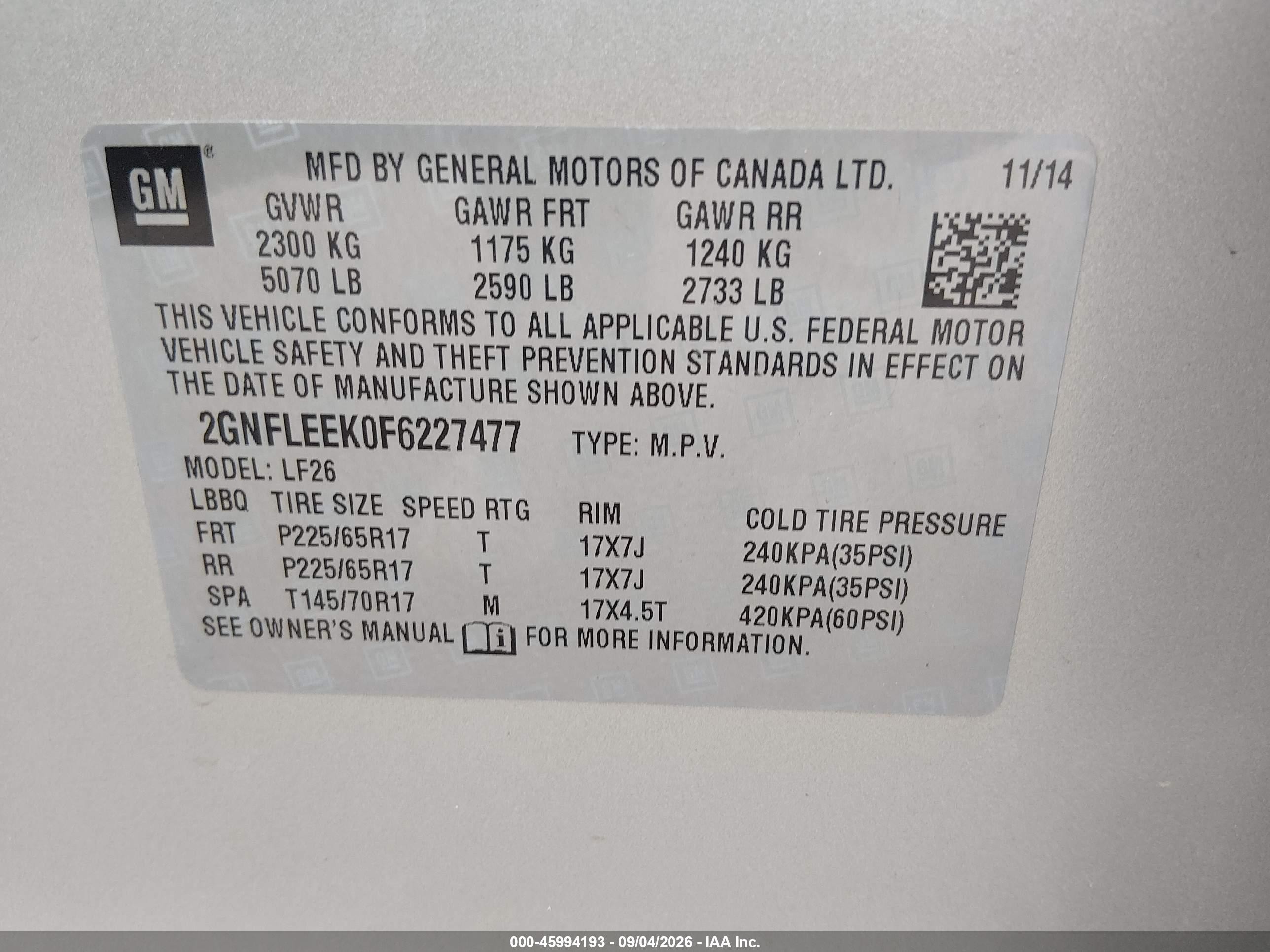 2015 Chevrolet Equinox Ls Cream vin: 2GNFLEEK0F6227477