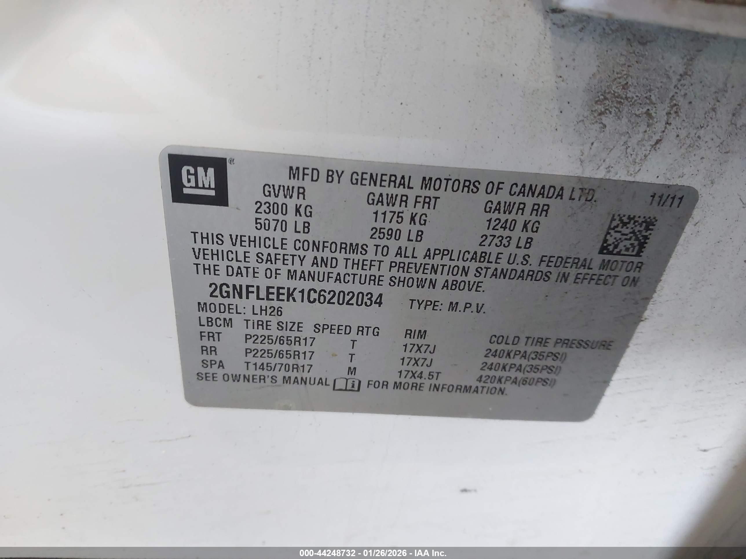 2012 Chevrolet Equinox 1lt White vin: 2GNFLEEK1C6202034
