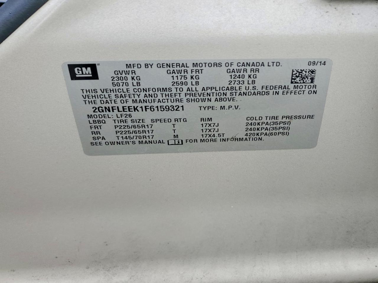 2015 Chevrolet Equinox Ls Tan vin: 2GNFLEEK1F6159321