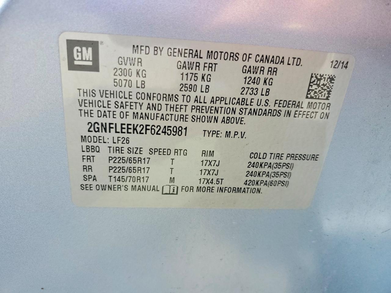 2015 Chevrolet Equinox Ls Blue vin: 2GNFLEEK2F6245981