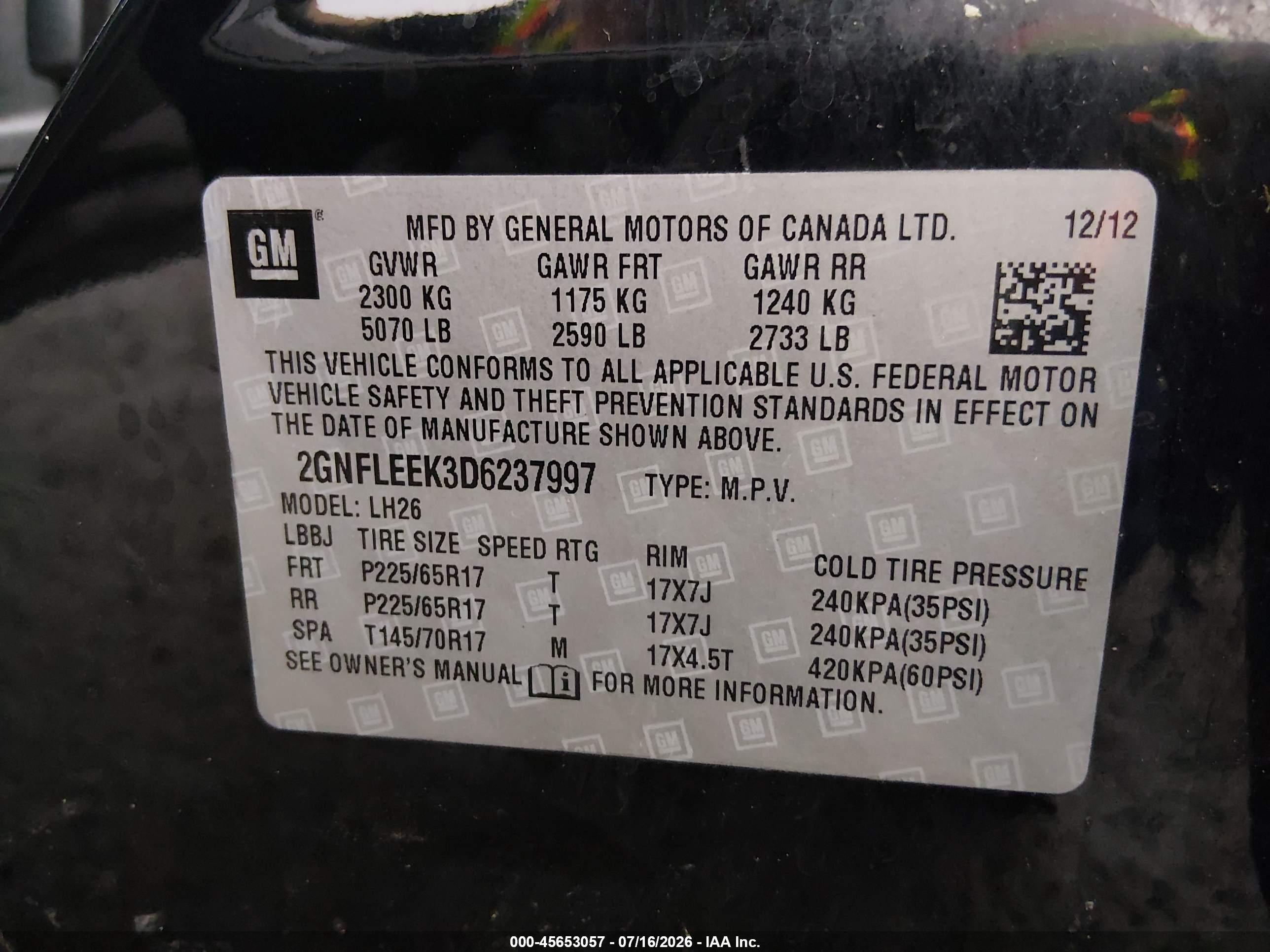 2013 Chevrolet Equinox Lt Black vin: 2GNFLEEK3D6237997