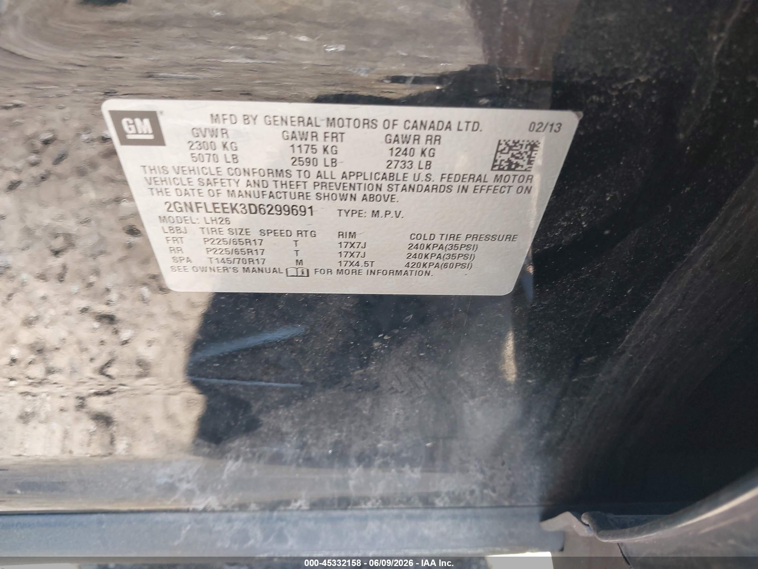 2013 Chevrolet Equinox 1lt Черный vin: 2GNFLEEK3D6299691