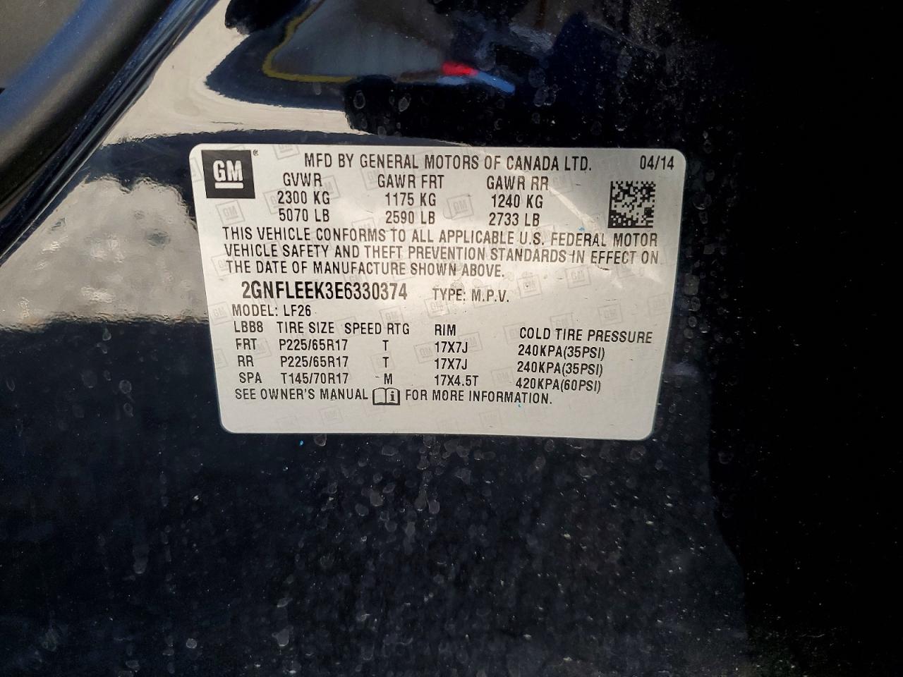 2014 Chevrolet Equinox Ls Black vin: 2GNFLEEK3E6330374