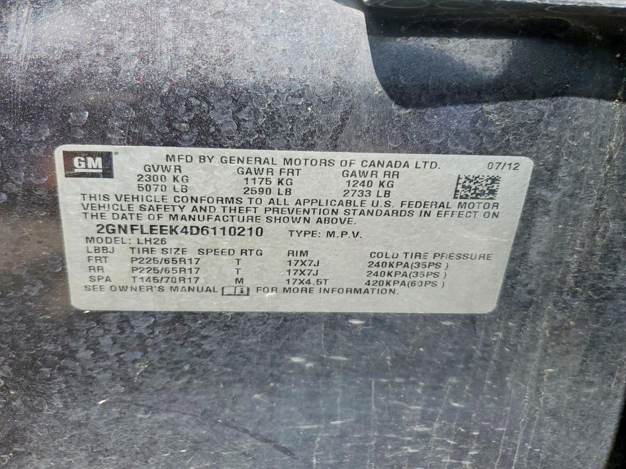 2013 Chevrolet Equinox Lt Charcoal vin: 2GNFLEEK4D6110210