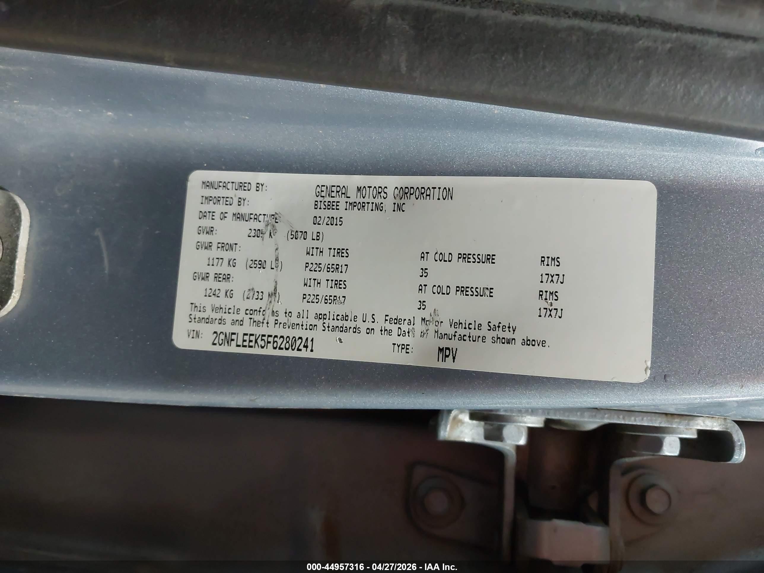 2015 Chevrolet Equinox Ls Light Blue vin: 2GNFLEEK5F6280241