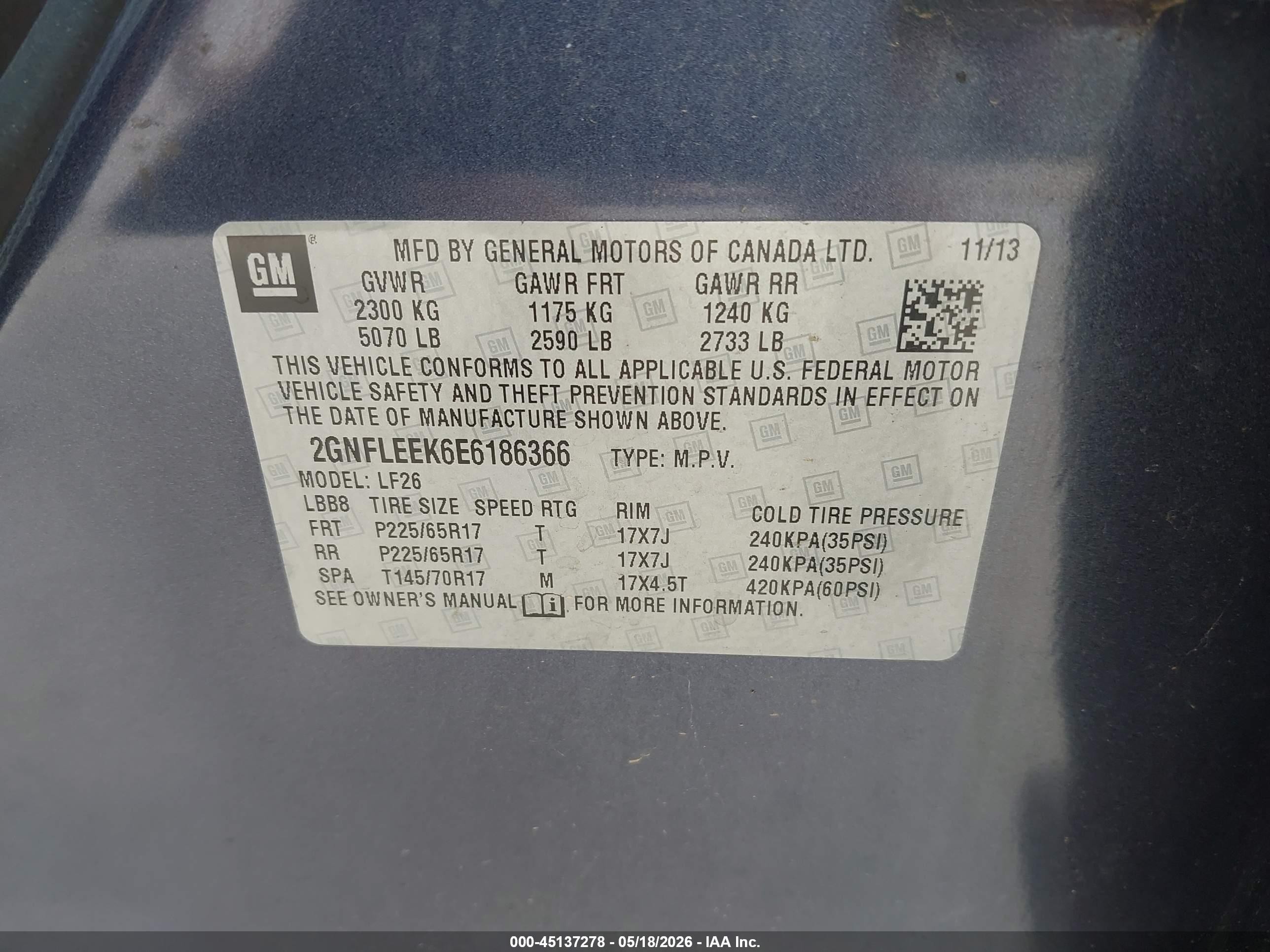 2014 Chevrolet Equinox Ls Blue vin: 2GNFLEEK6E6186366