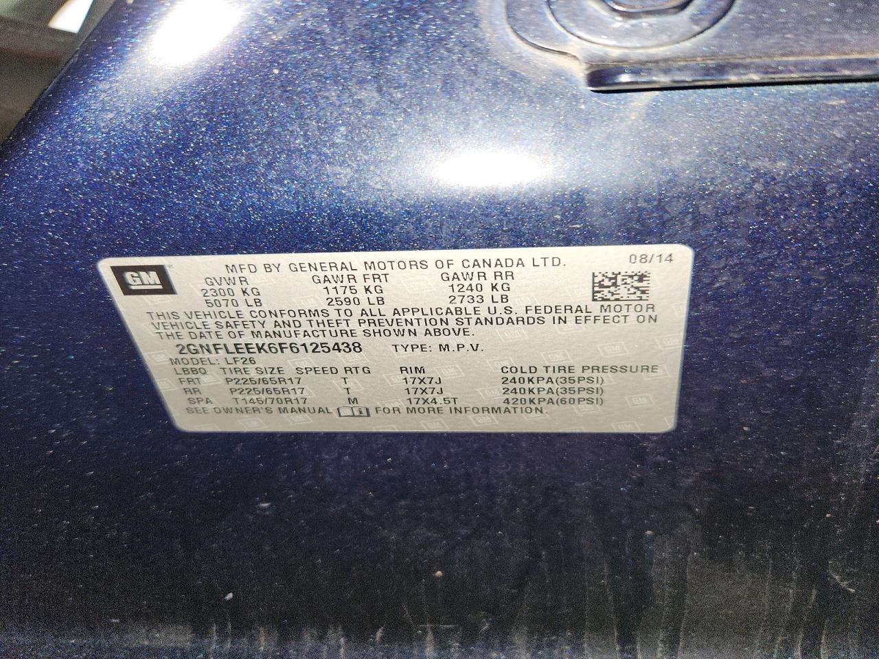 2015 Chevrolet Equinox Ls Blue vin: 2GNFLEEK6F6125438