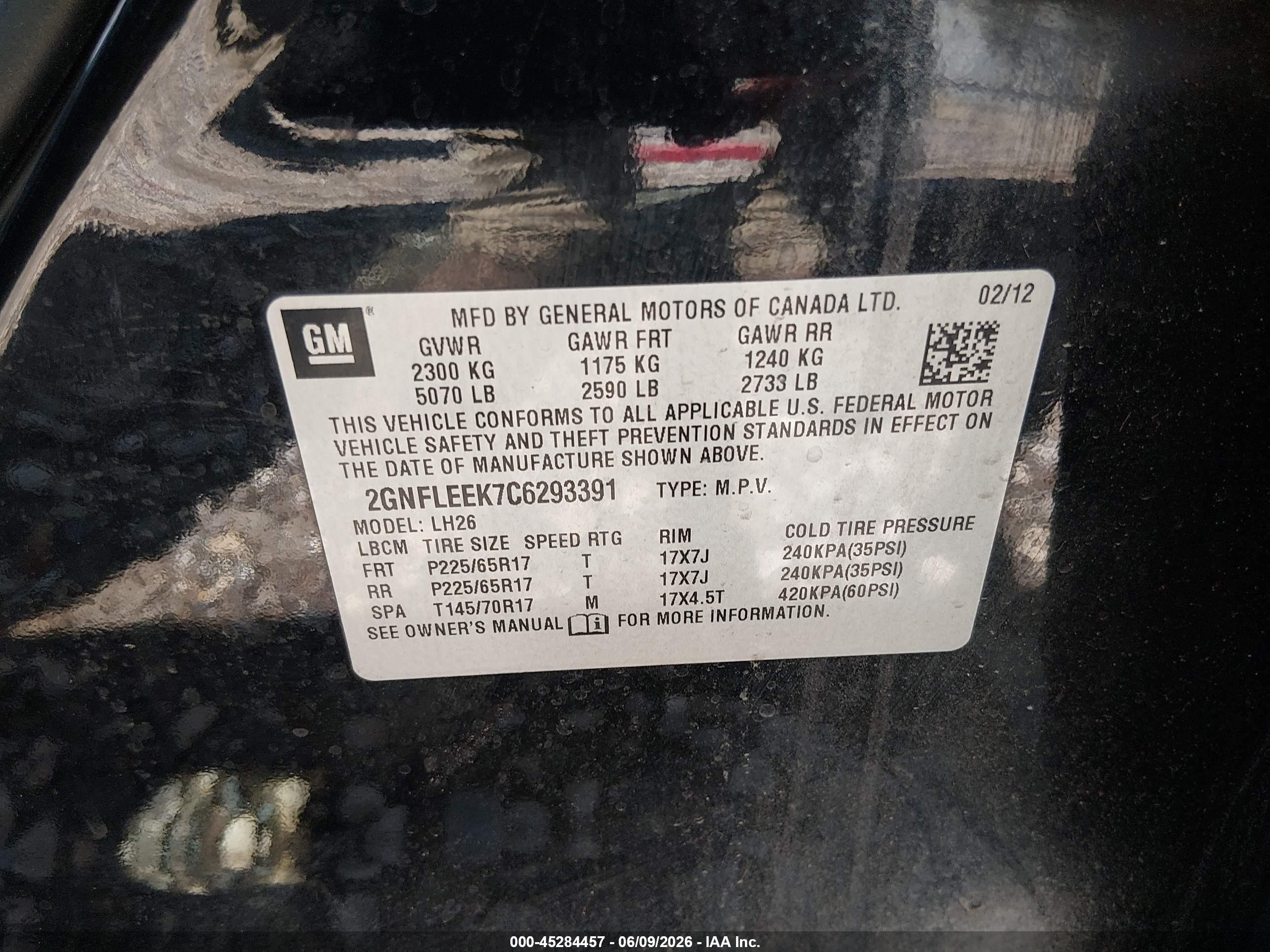 2012 Chevrolet Equinox 1lt Black vin: 2GNFLEEK7C6293391