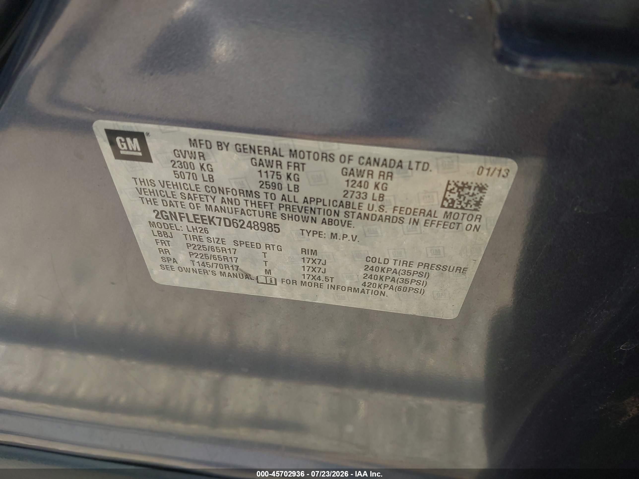 2013 Chevrolet Equinox Lt Gray vin: 2GNFLEEK7D6248985