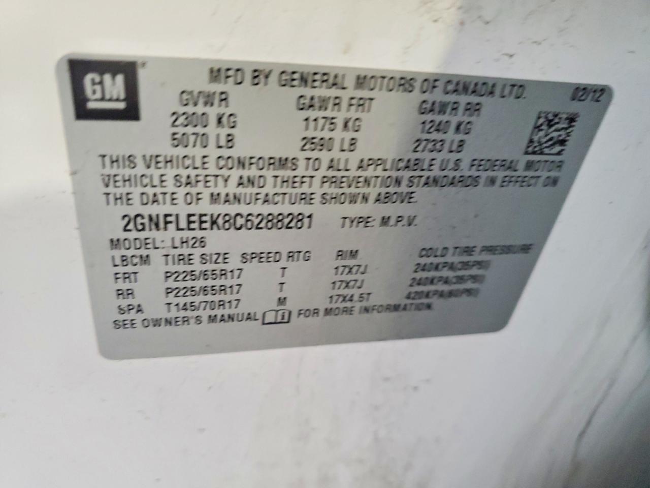 2012 Chevrolet Equinox Lt White vin: 2GNFLEEK8C6288281