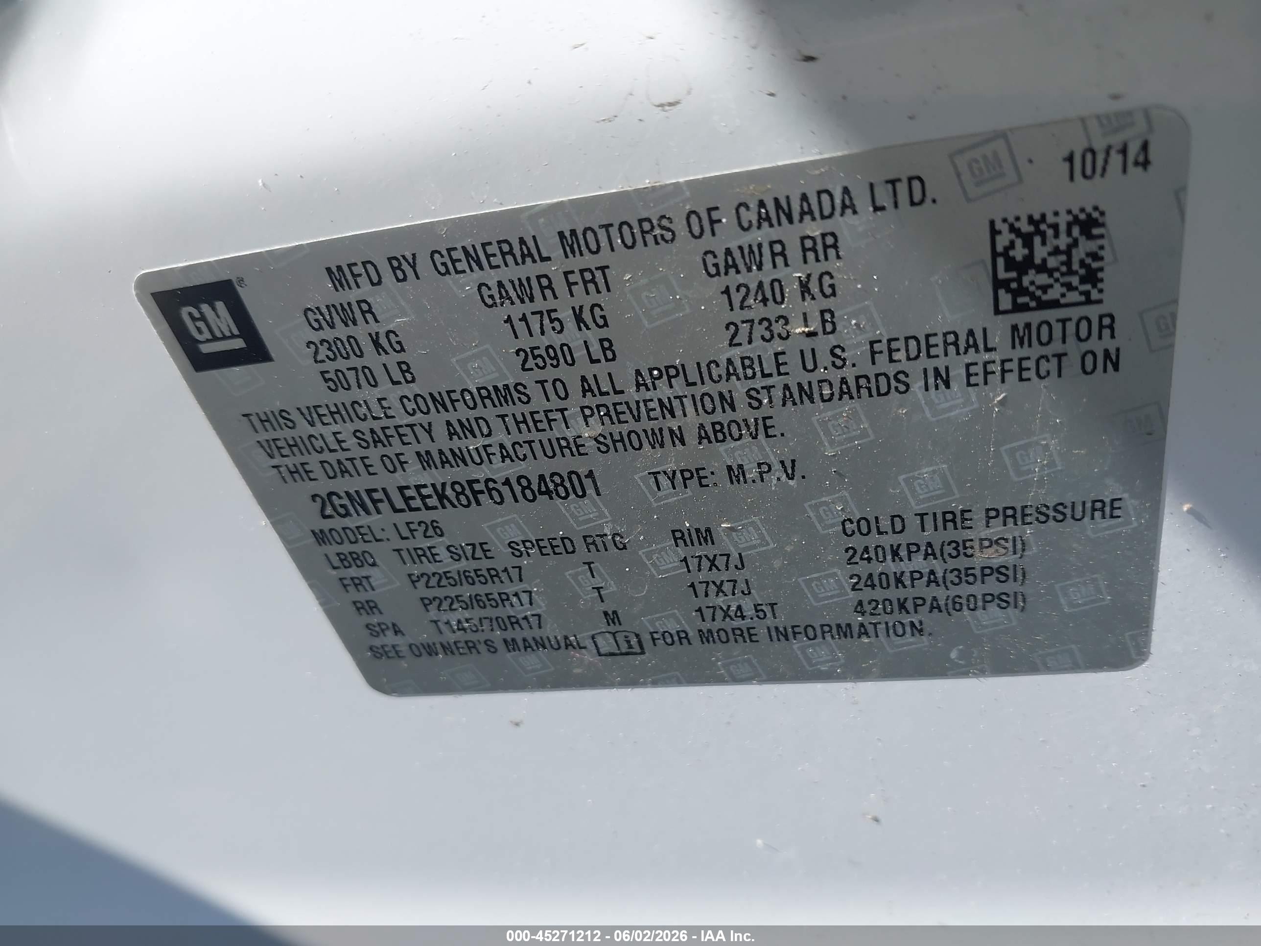 2015 Chevrolet Equinox Ls White vin: 2GNFLEEK8F6184801