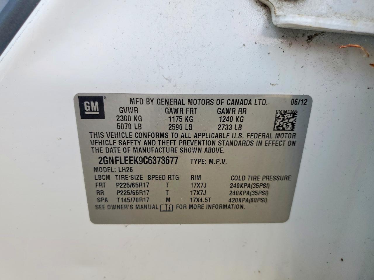 2012 Chevrolet Equinox Lt White vin: 2GNFLEEK9C6373677