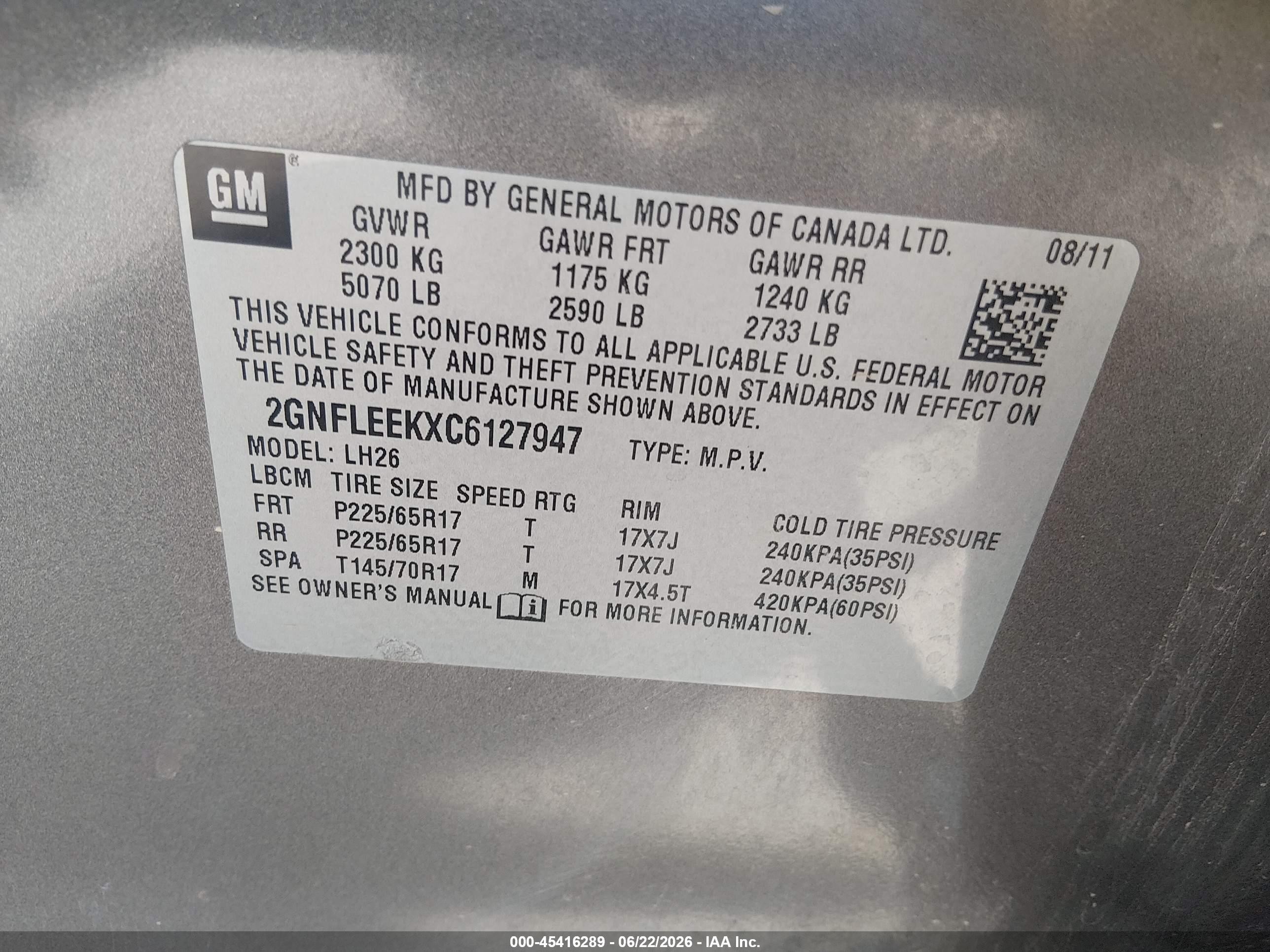 2012 Chevrolet Equinox Lt W/1lt Серый vin: 2GNFLEEKXC6127947