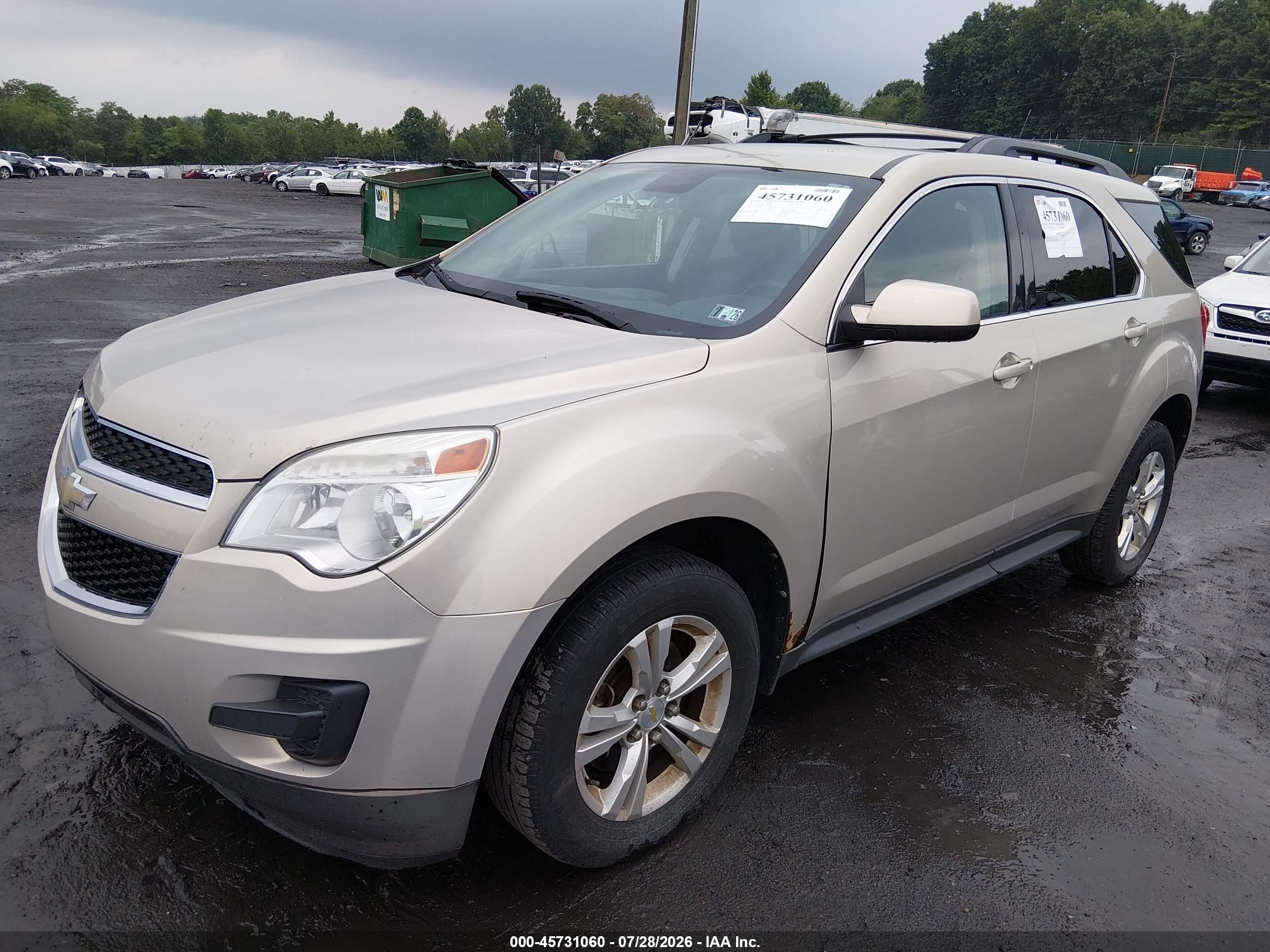 2012 Chevrolet Equinox Lt W/1lt Золотой vin: 2GNFLEEKXC6206258
