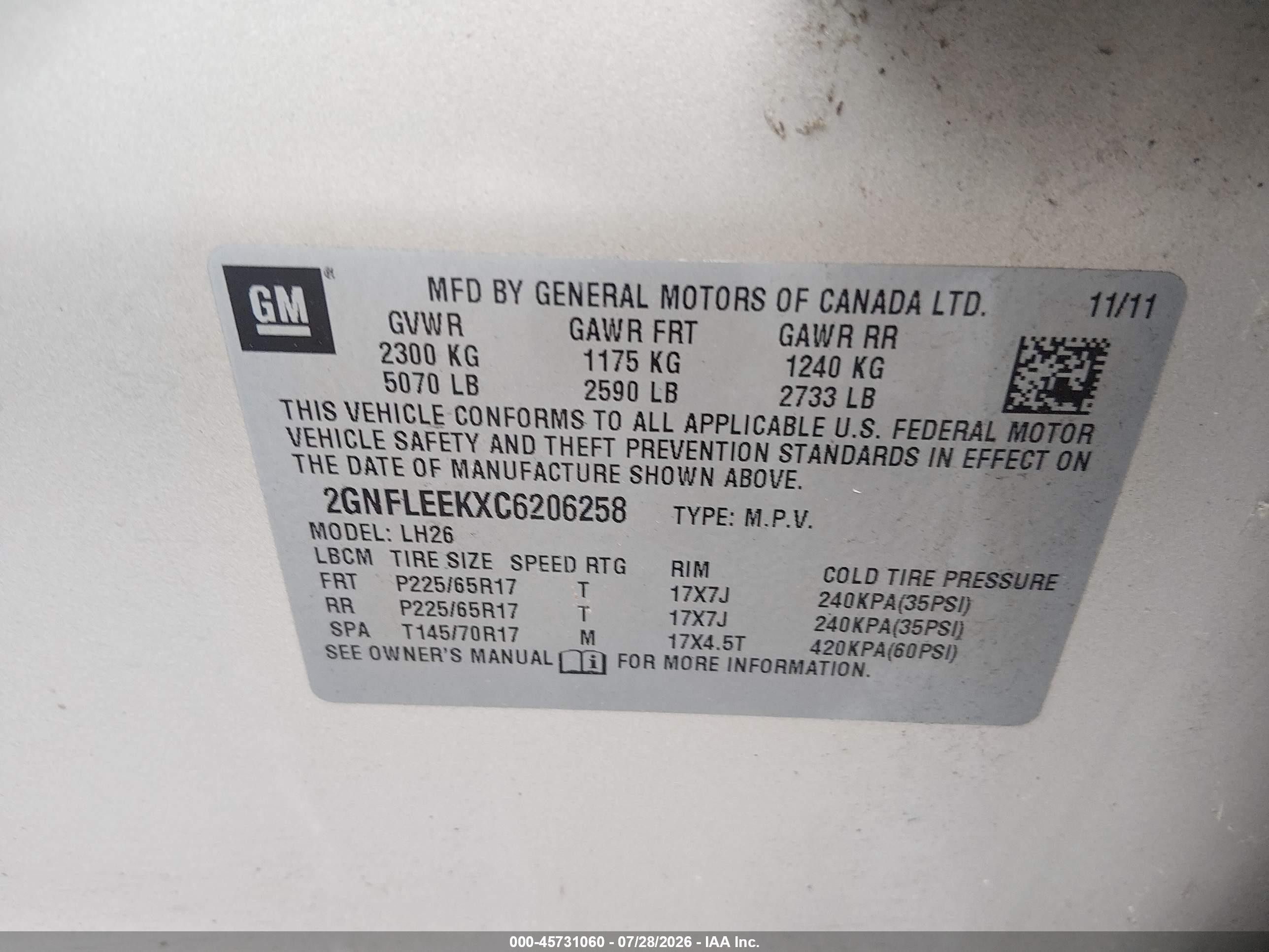 2012 Chevrolet Equinox Lt W/1lt Золотой vin: 2GNFLEEKXC6206258