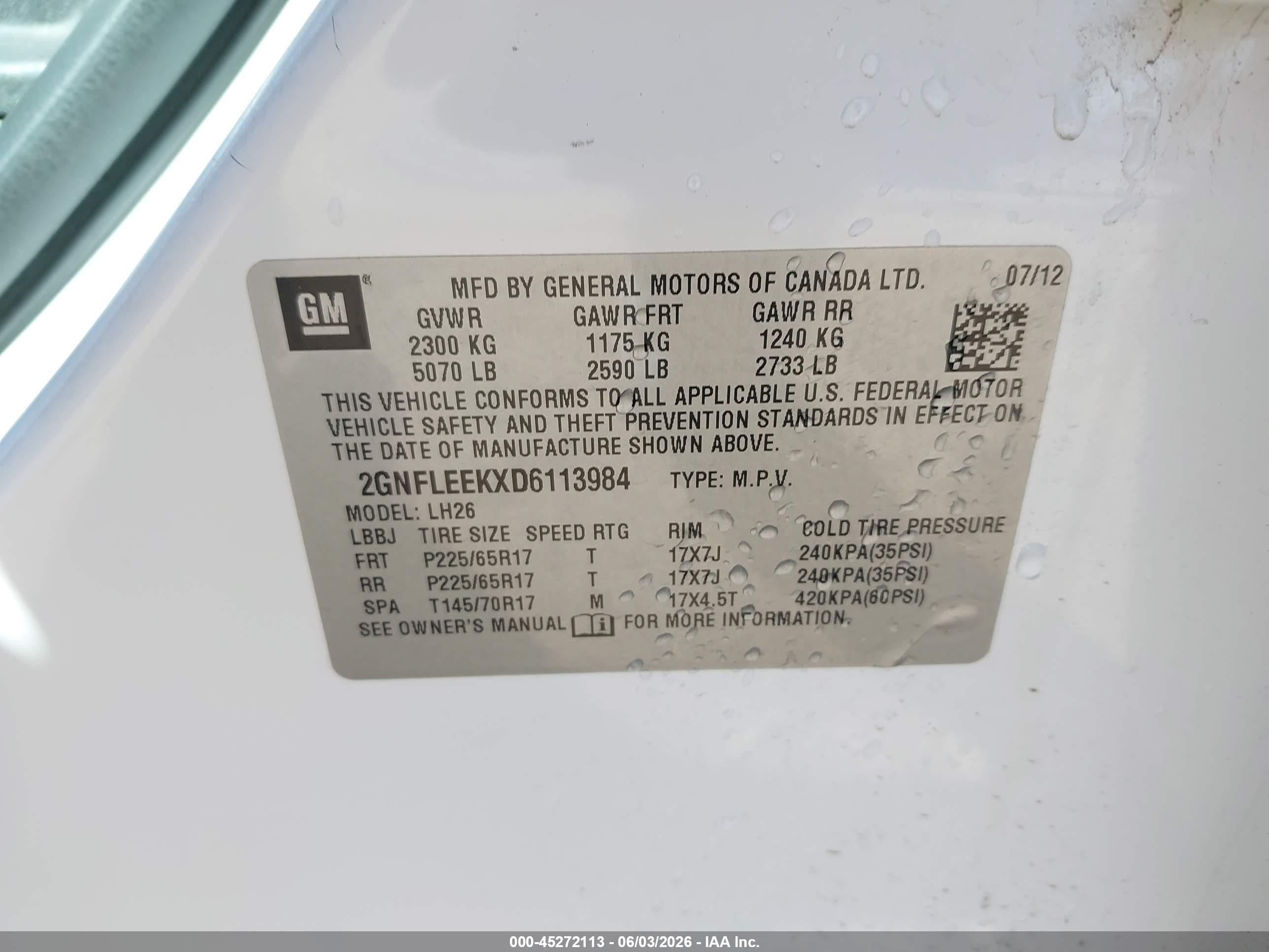 2013 Chevrolet Equinox 1lt White vin: 2GNFLEEKXD6113984