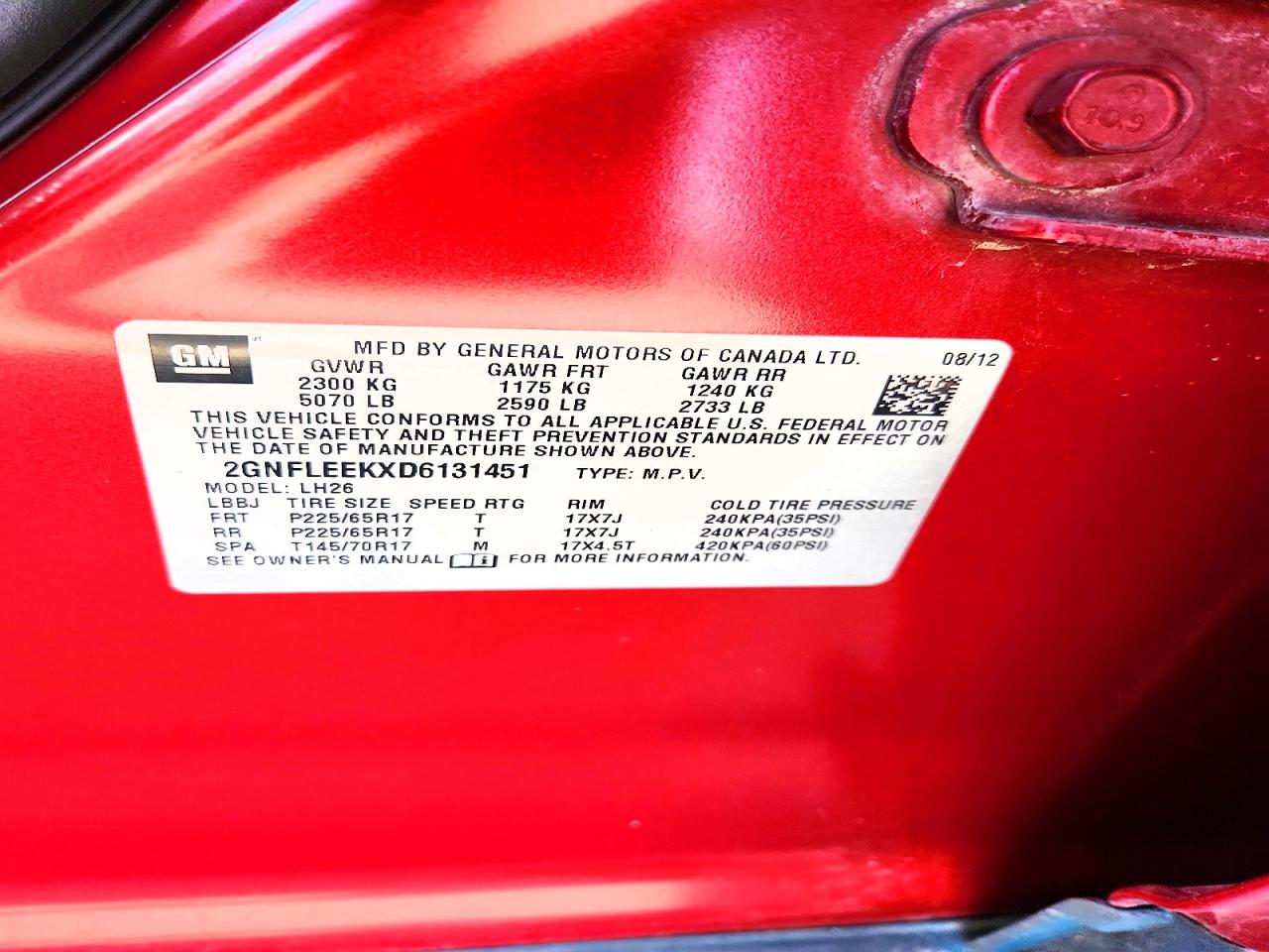 2013 Chevrolet Equinox Lt Red vin: 2GNFLEEKXD6131451
