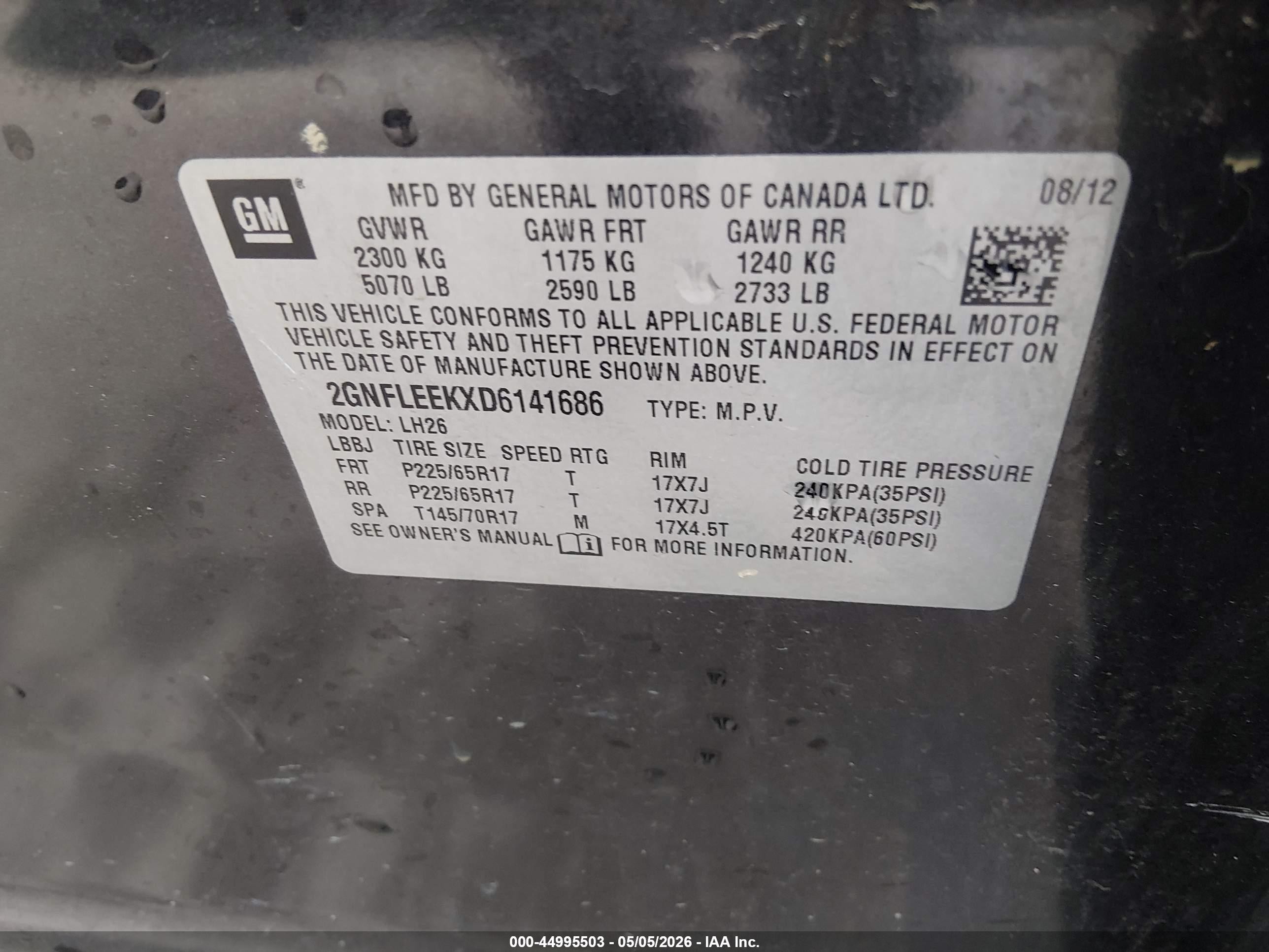 2013 Chevrolet Equinox 1lt Серый vin: 2GNFLEEKXD6141686