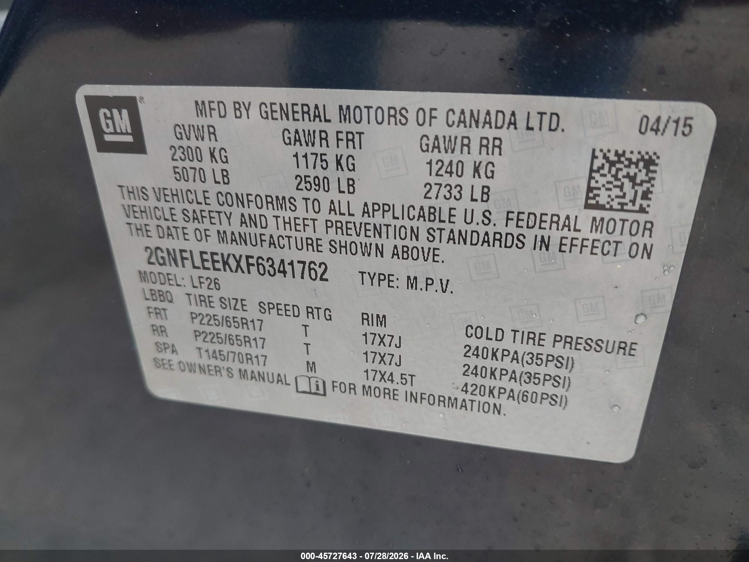 2015 Chevrolet Equinox Ls Blue vin: 2GNFLEEKXF6341762