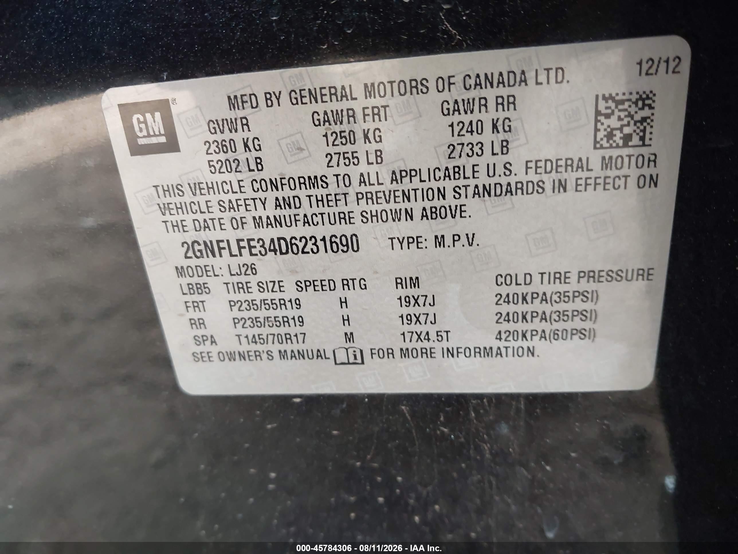 2013 Chevrolet Equinox Ltz Black vin: 2GNFLFE34D6231690