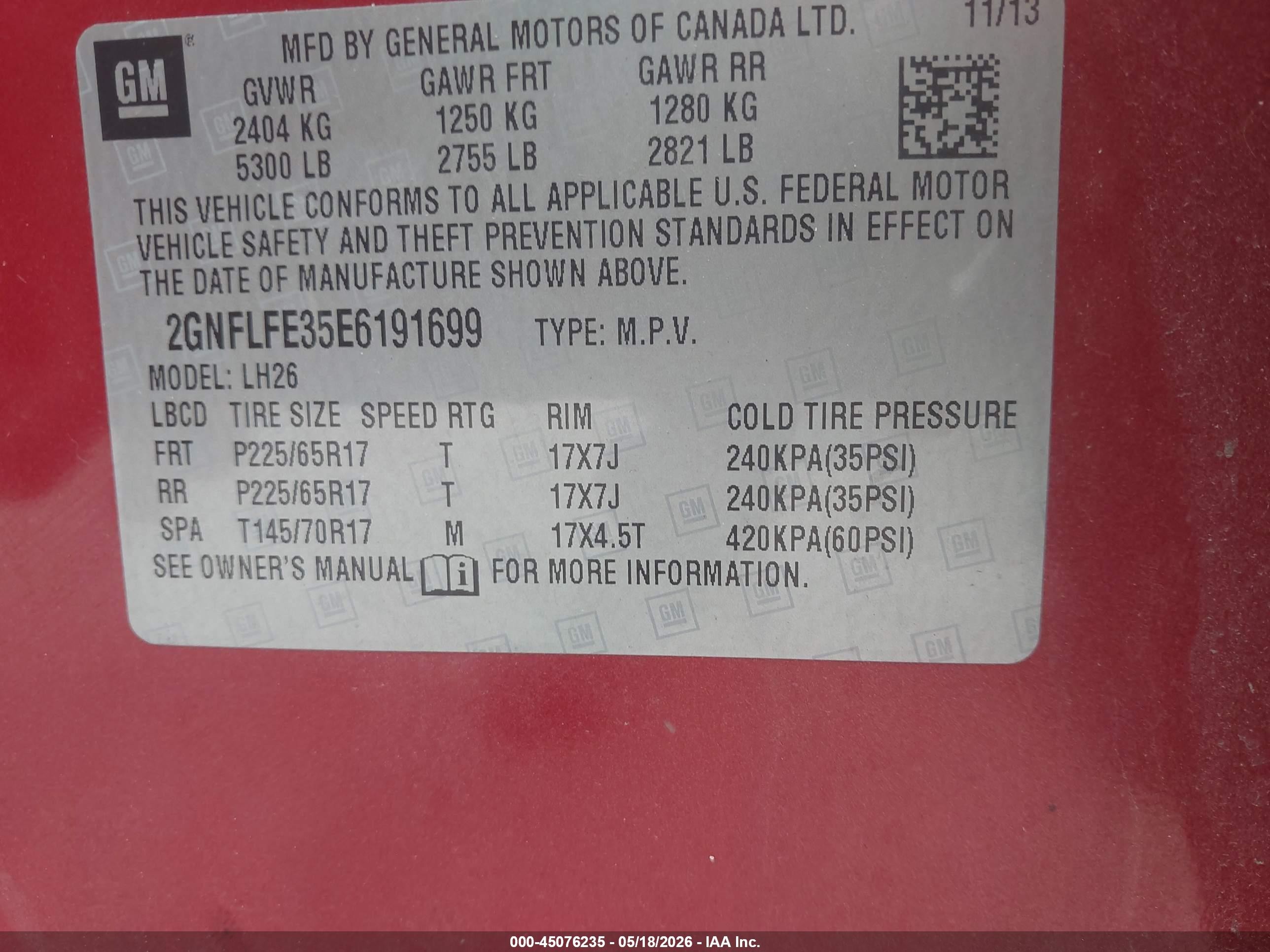 2014 Chevrolet Equinox 1lt Red vin: 2GNFLFE35E6191699