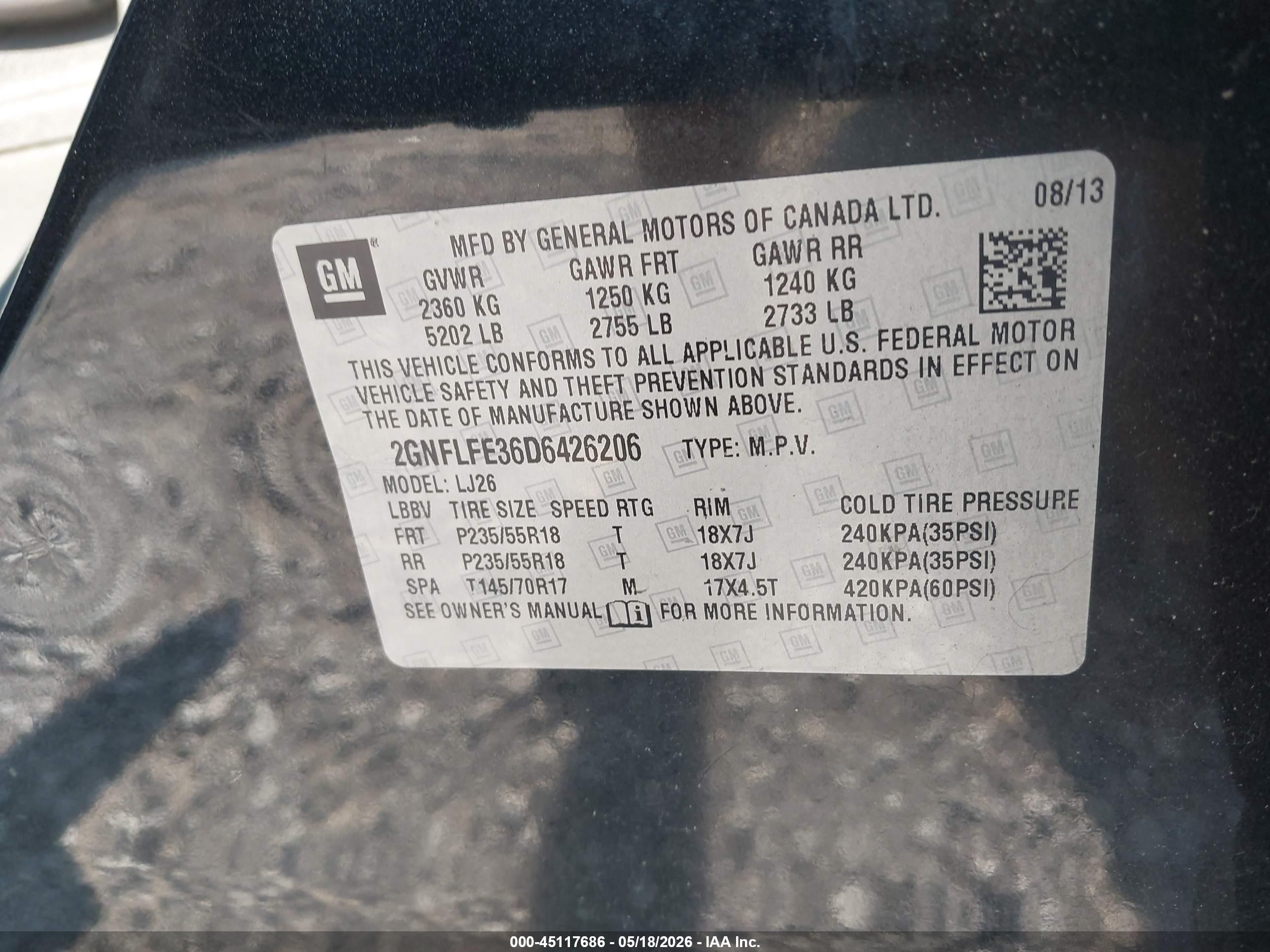 2013 Chevrolet Equinox Ltz Black vin: 2GNFLFE36D6426206