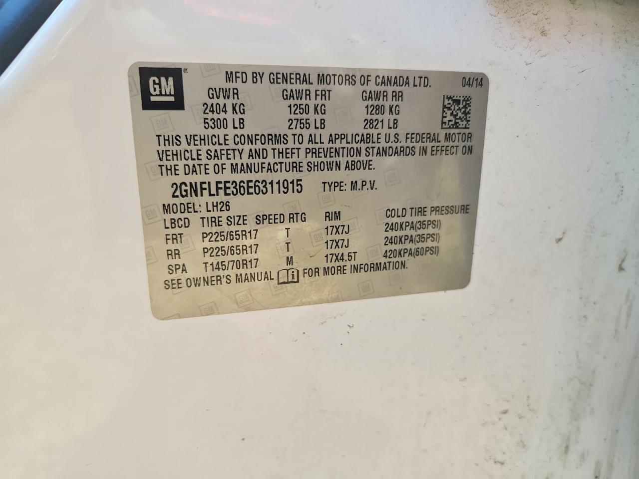 2014 Chevrolet Equinox Lt Белый vin: 2GNFLFE36E6311915