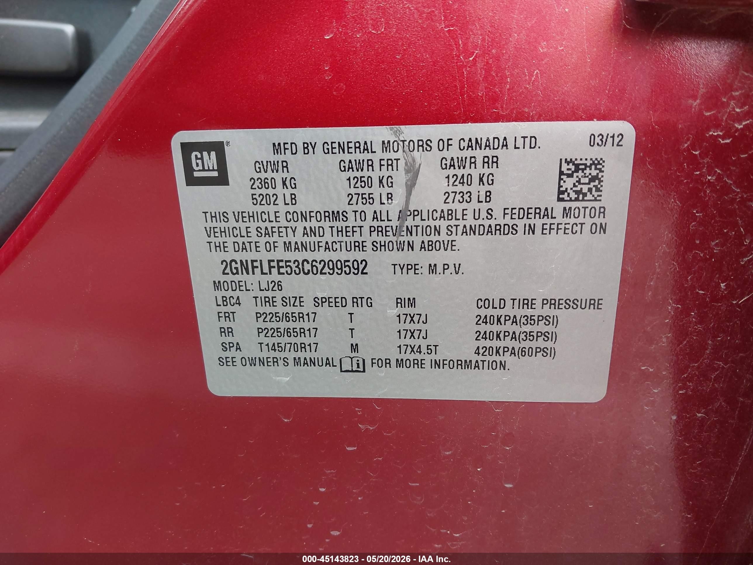 2012 Chevrolet Equinox Ltz Red vin: 2GNFLFE53C6299592