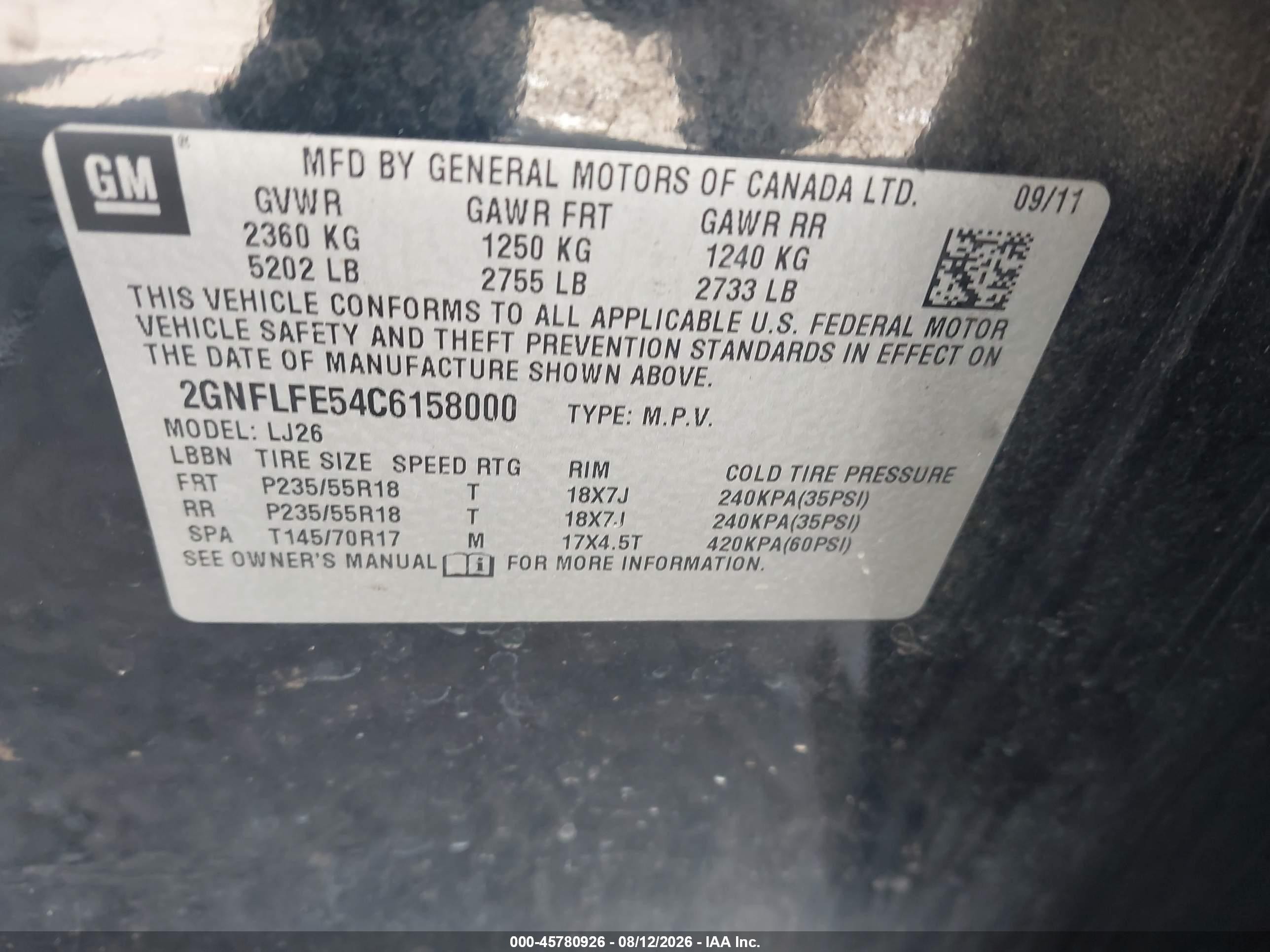 2012 Chevrolet Equinox Ltz Черный vin: 2GNFLFE54C6158000