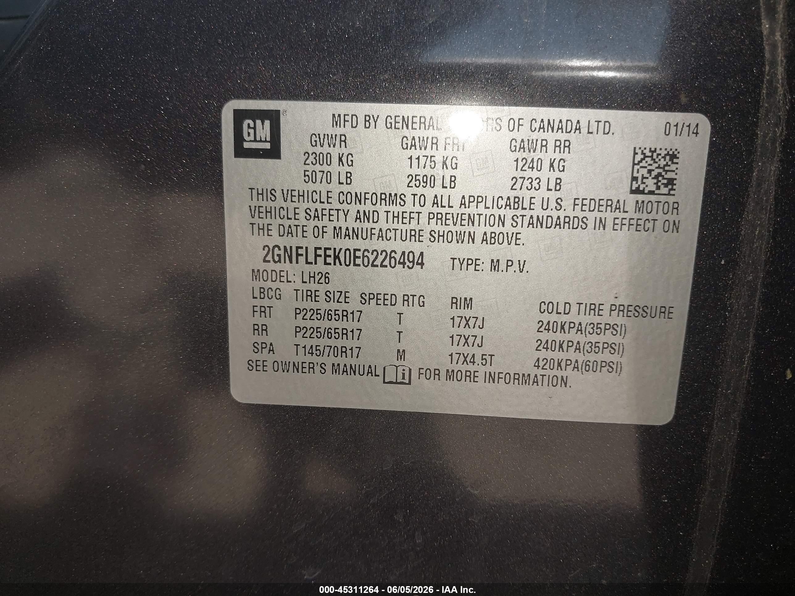 2014 Chevrolet Equinox 1lt Gray vin: 2GNFLFEK0E6226494